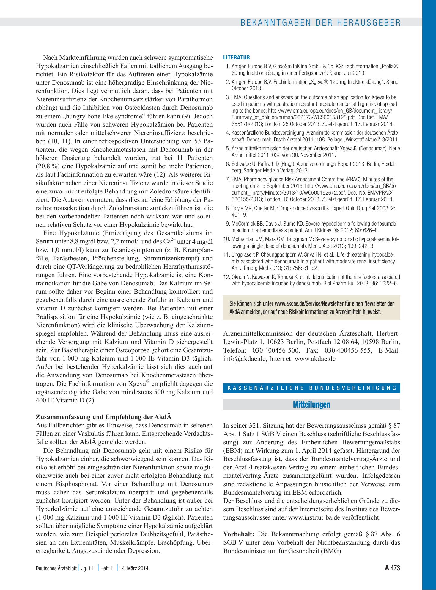 Vorschauseite 1: Mitteilungen – Deutsches Ärzteblatt