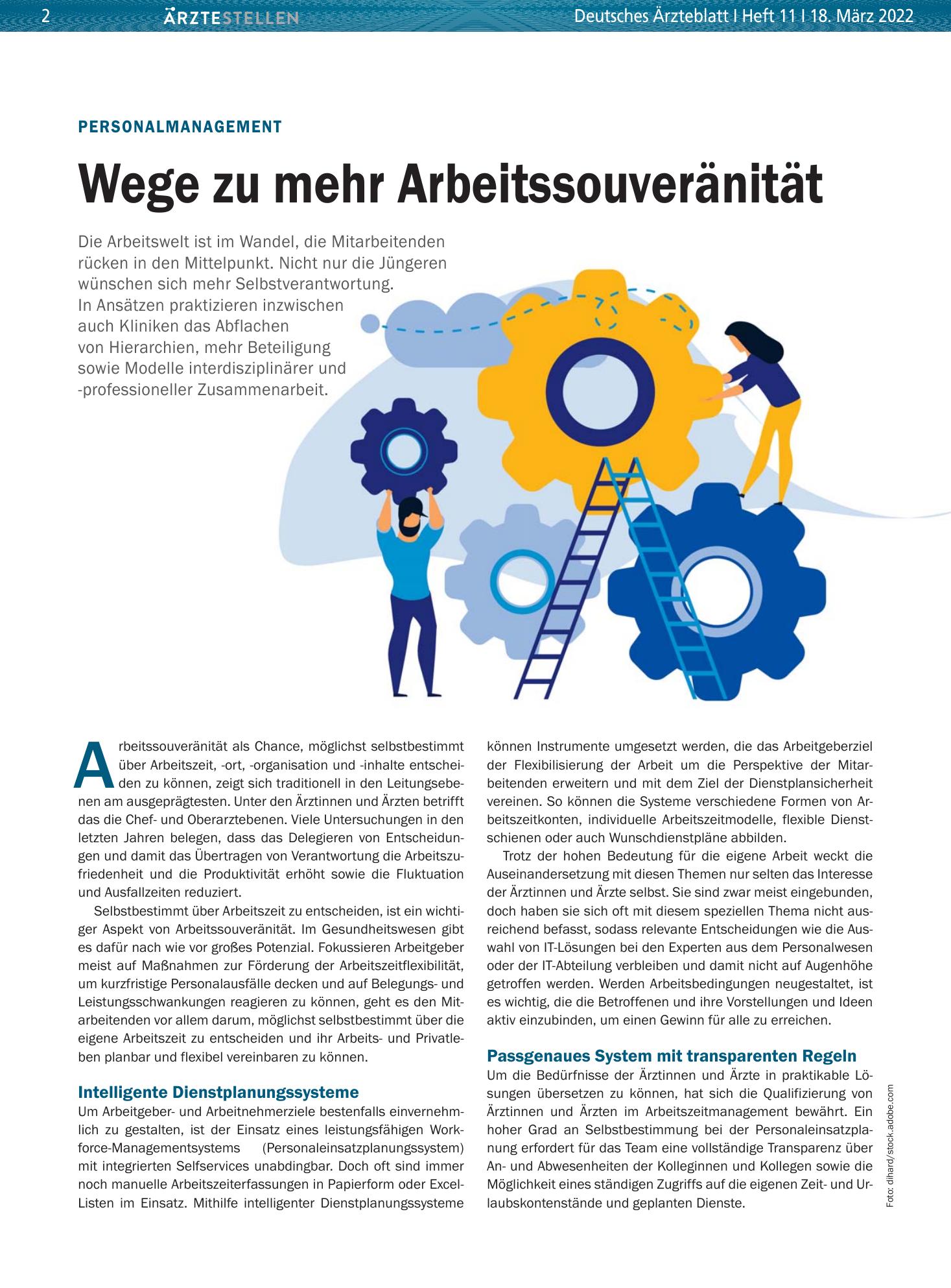 Vorschauseite 1: Personalmanagement: Wege zu mehr Arbeitssouveränität – Deutsches Ärzteblatt
