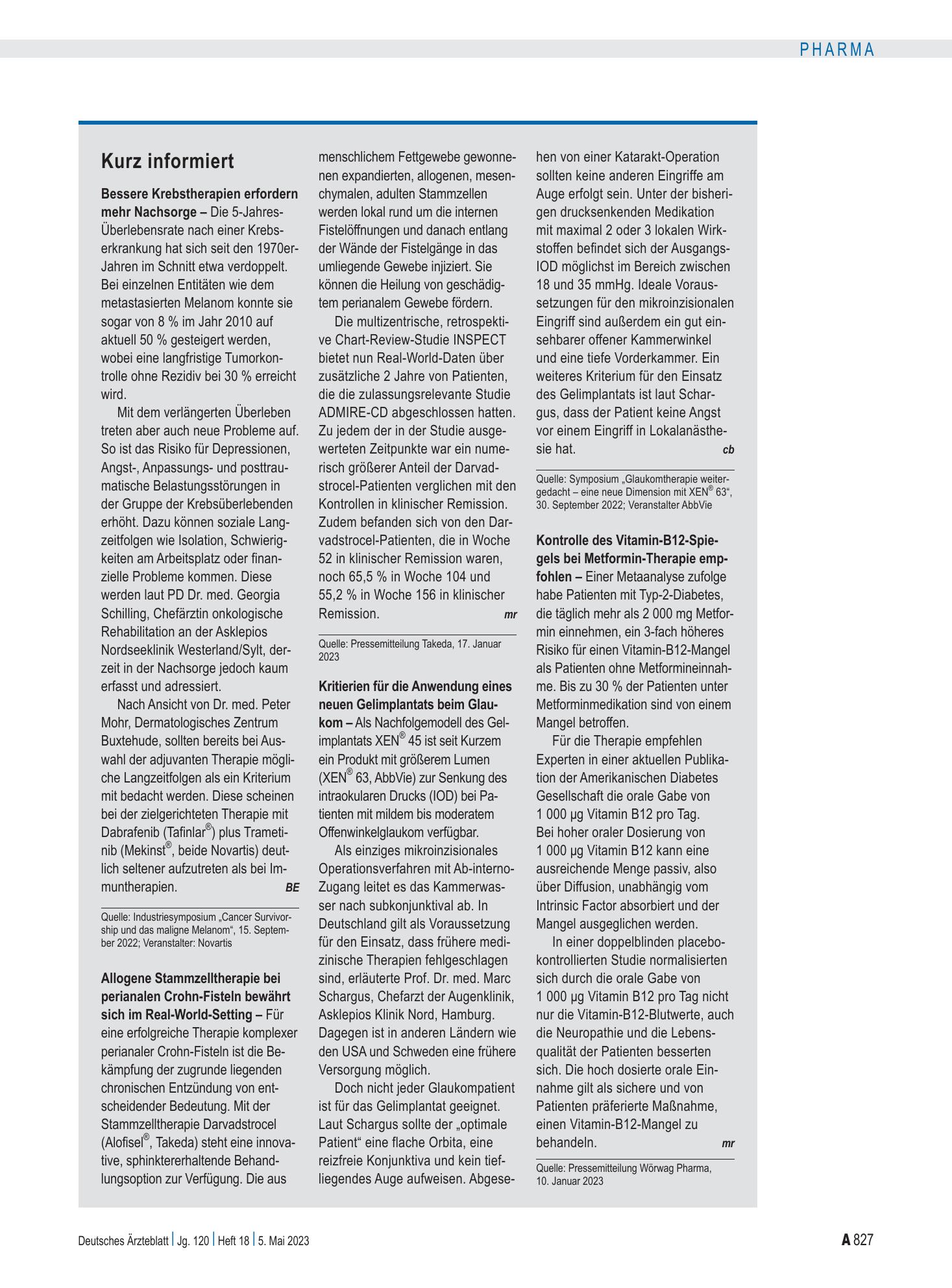 Vorschauseite 1: Kurz informiert – Deutsches Ärzteblatt