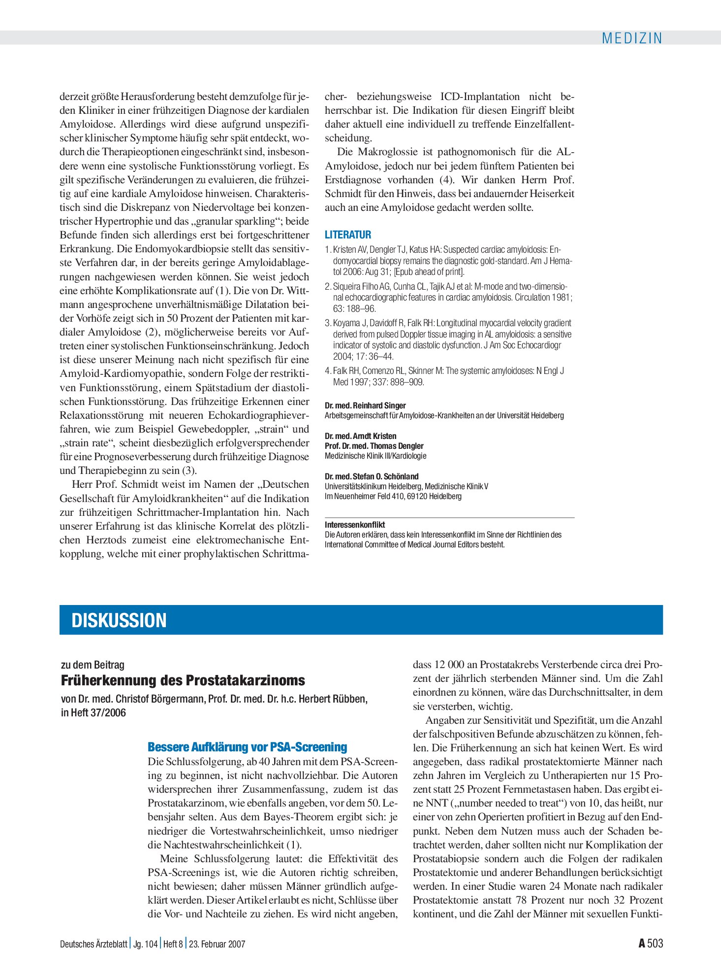 Vorschauseite 1: Früherkennung des Prostatakarzinoms: Bessere Aufklärung vor PSA-Screening – Deutsches Ärzteblatt