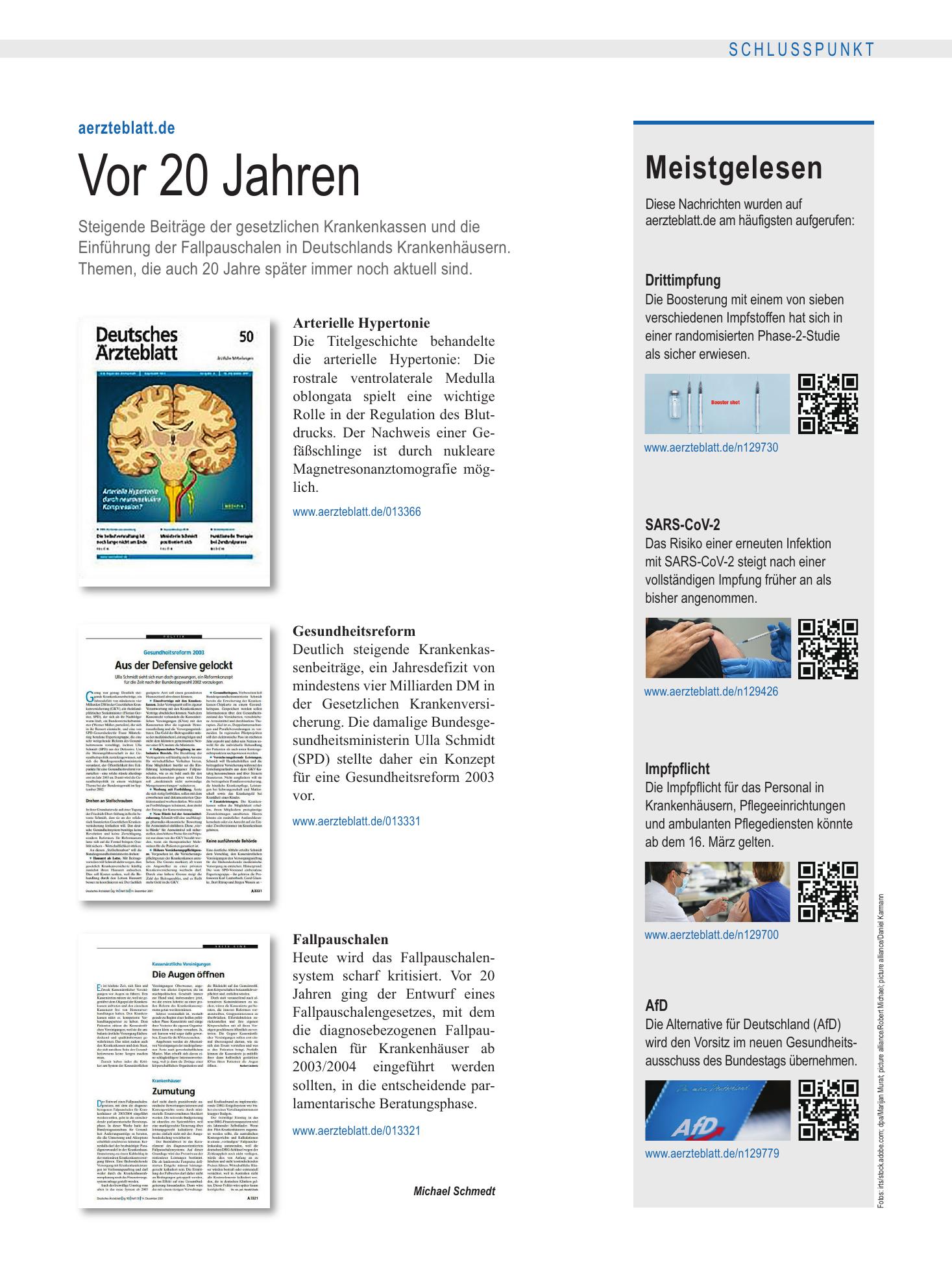 Vorschauseite 1: Meistgelesen – Deutsches Ärzteblatt