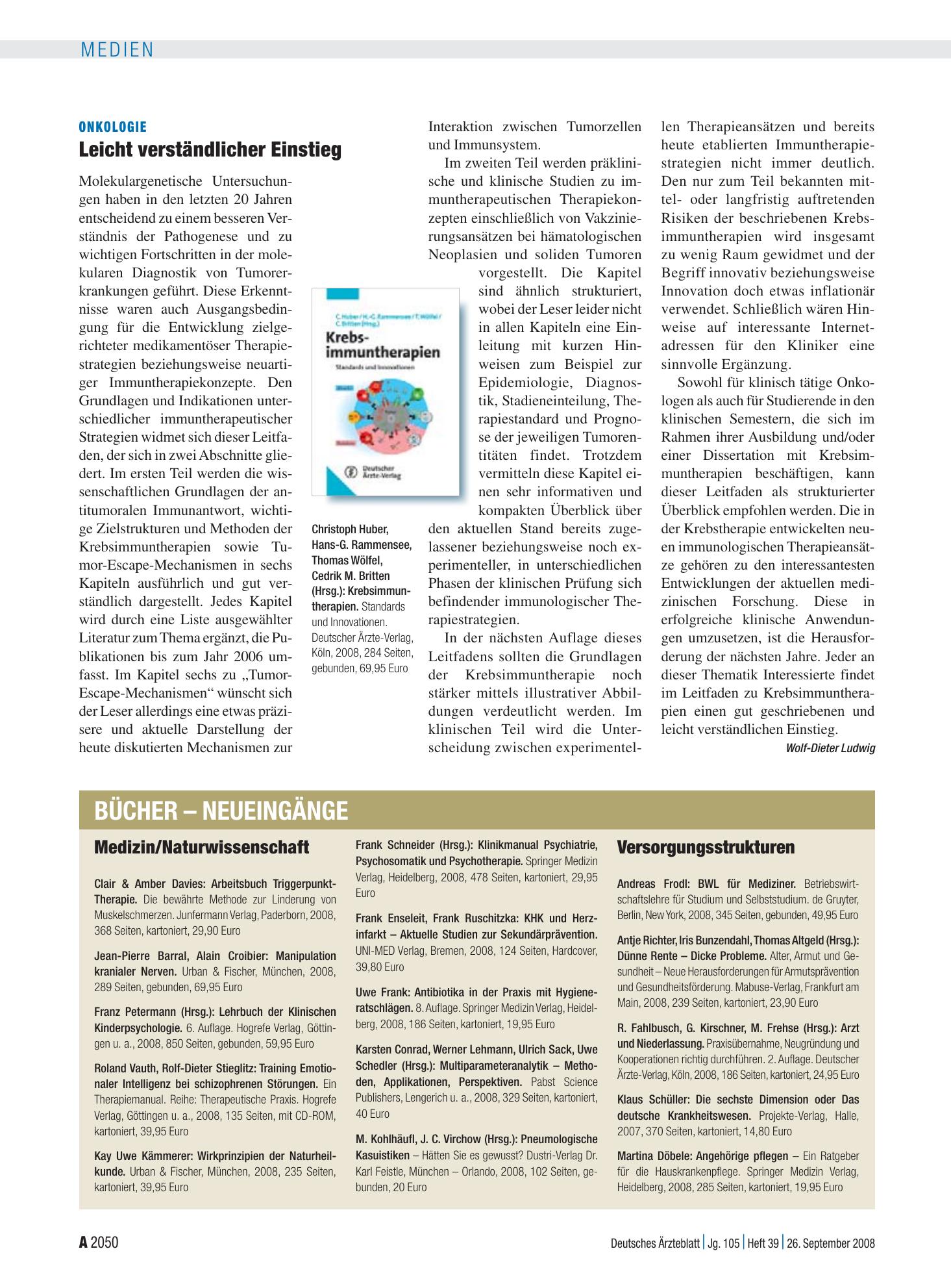 Vorschauseite 1: Onkologie: Leicht verständlicher Einstieg – Deutsches Ärzteblatt