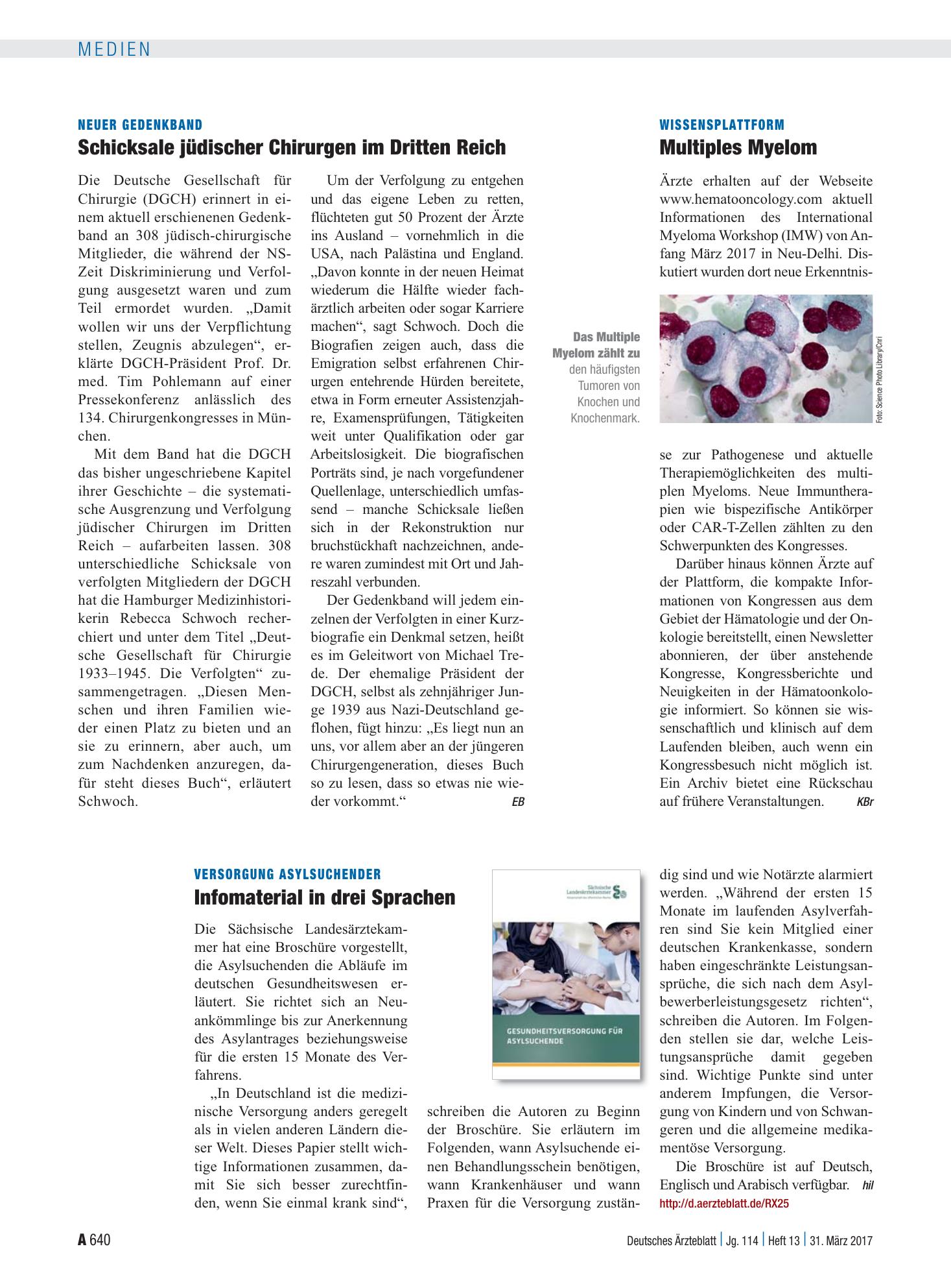 Vorschauseite 1: Wissensplattform: Multiples Myelom – Deutsches Ärzteblatt