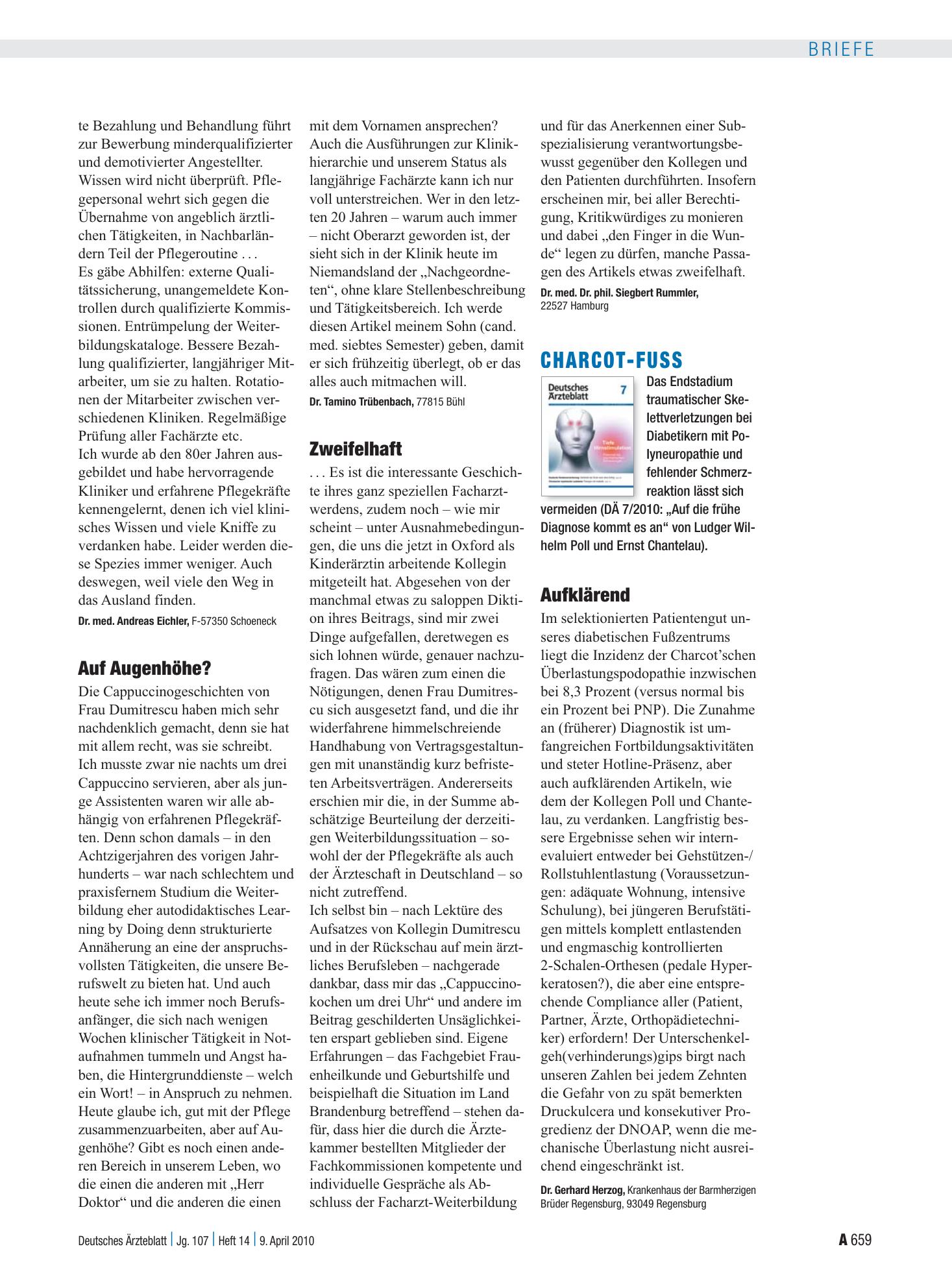 Vorschauseite 1: Charcot-Fuss: Aufklärend – Deutsches Ärzteblatt