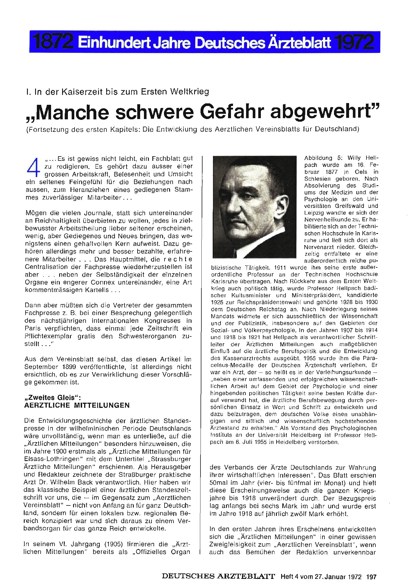 Vorschauseite 1: I. In der Kaiserzeit bis zum Ersten Weltkrieg „Manche schwere Gefahr abgewehrt"