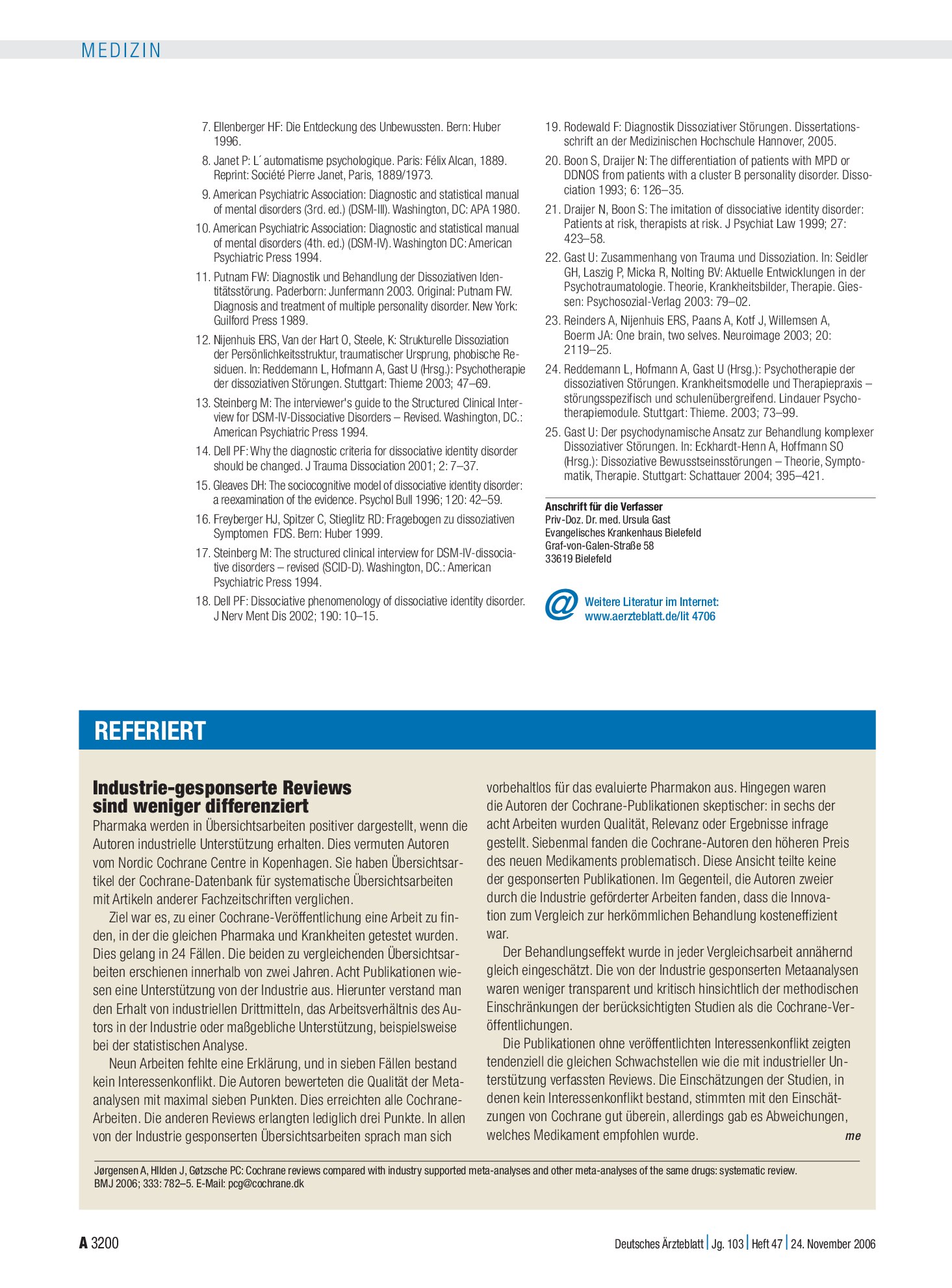 Vorschauseite 1: Industrie-gesponserte Reviews sind weniger differenziert – Deutsches Ärzteblatt