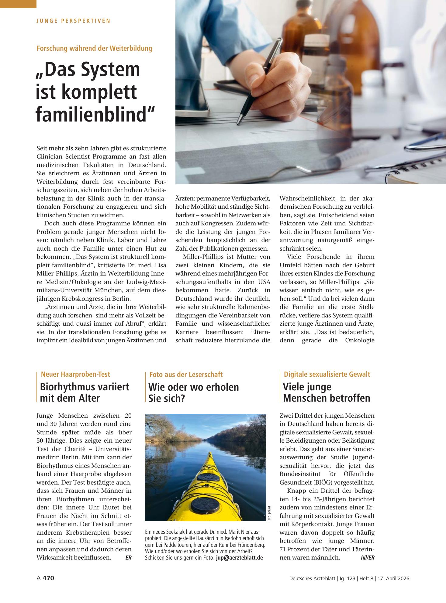 Vorschauseite 1: Neuer Haarproben-Test: Biorhythmus variiert mit dem Alter – Deutsches Ärzteblatt