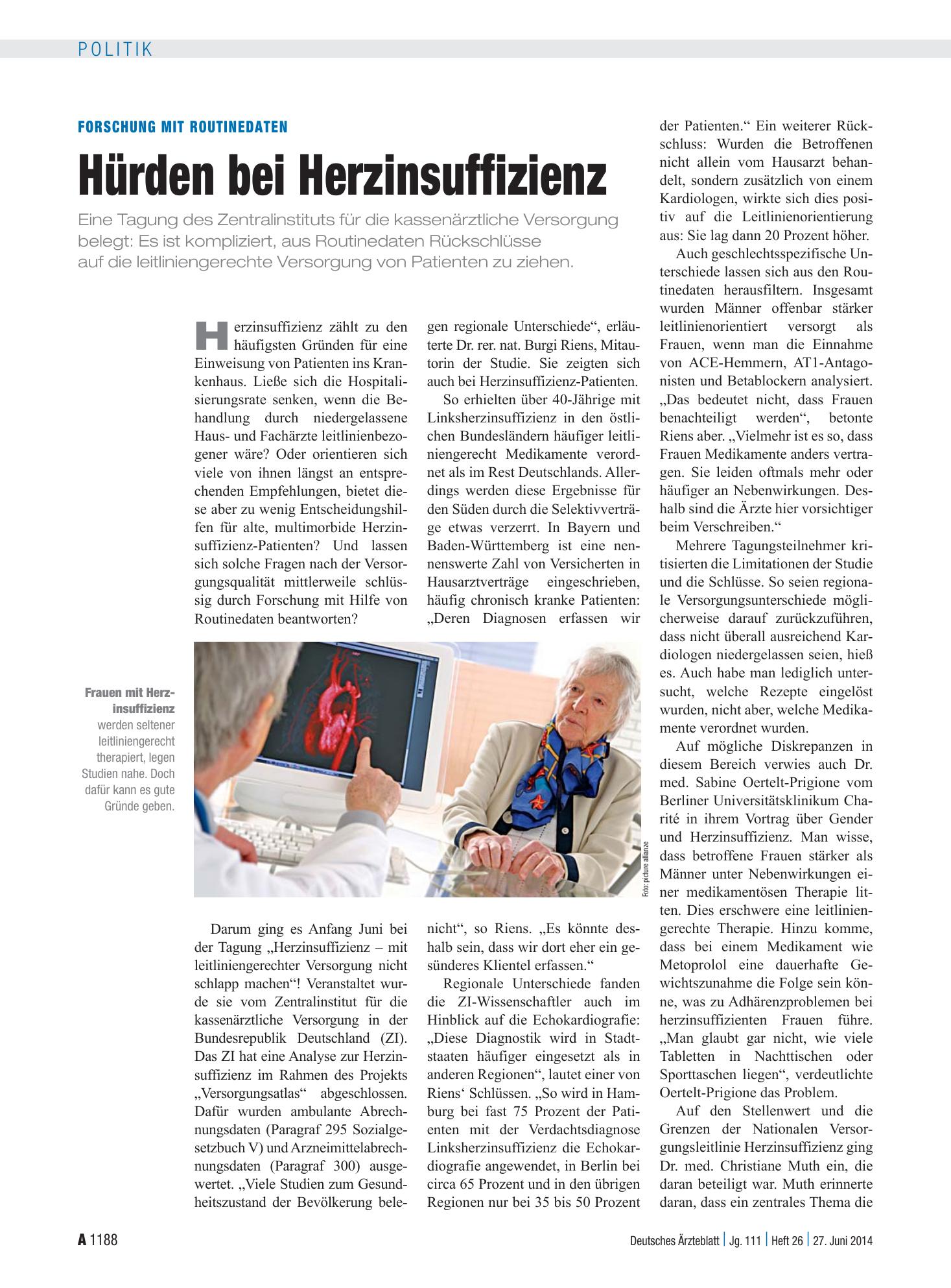 Vorschauseite 1: Forschung mit Routinedaten: Hürden bei Herzinsuffizienz – Deutsches Ärzteblatt