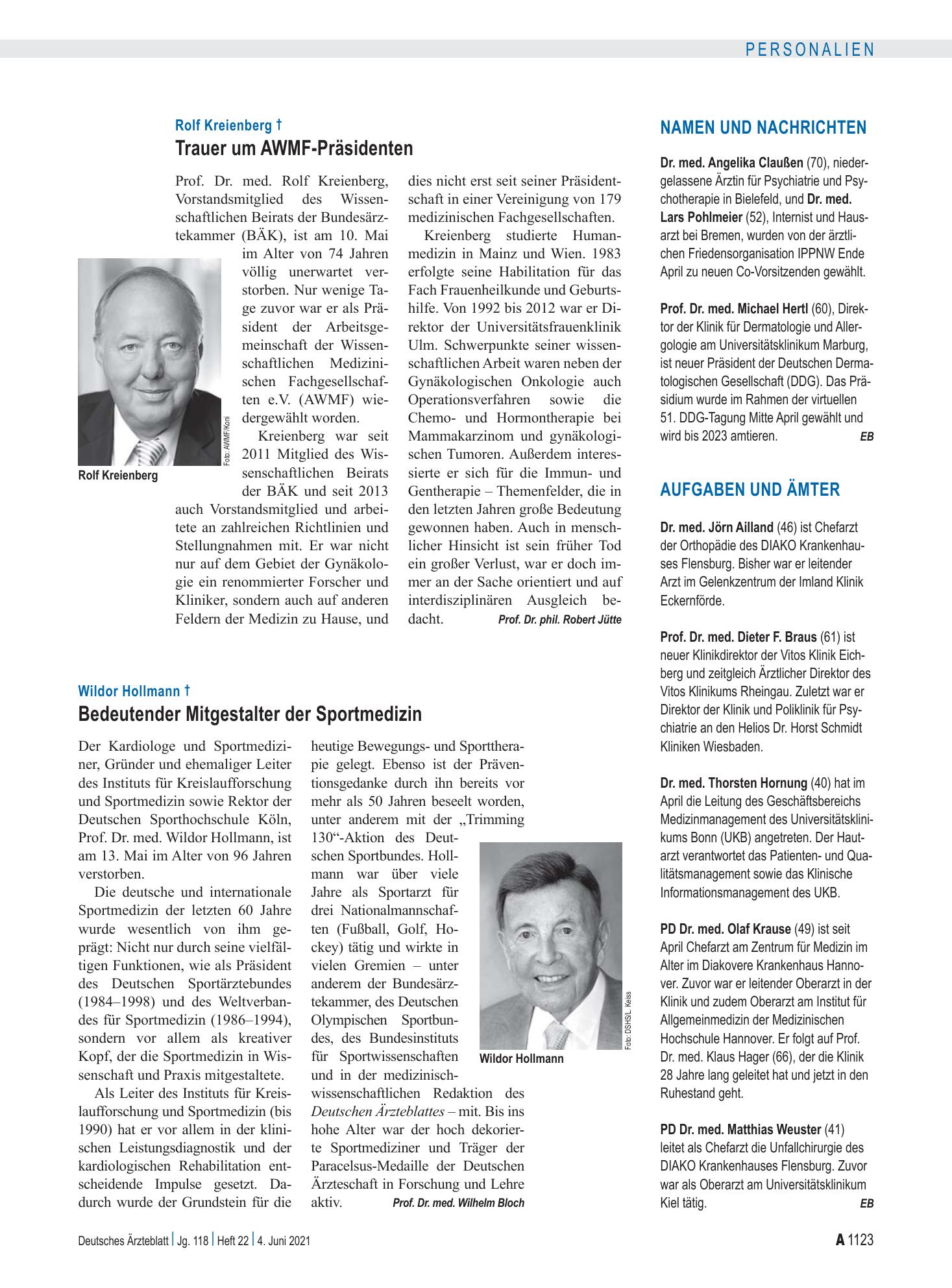 Vorschauseite 1: Aufgaben und Ämter – Deutsches Ärzteblatt