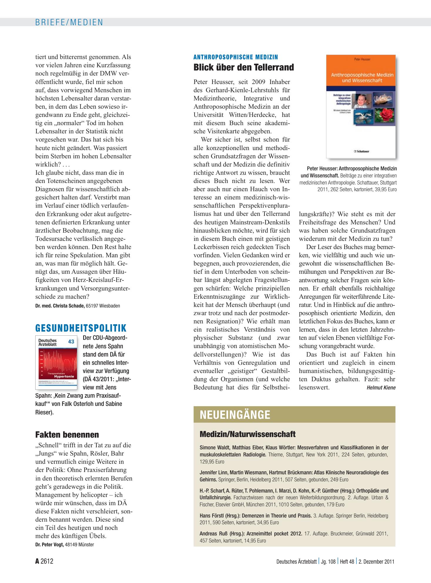 Vorschauseite 1: Neueingänge – Deutsches Ärzteblatt