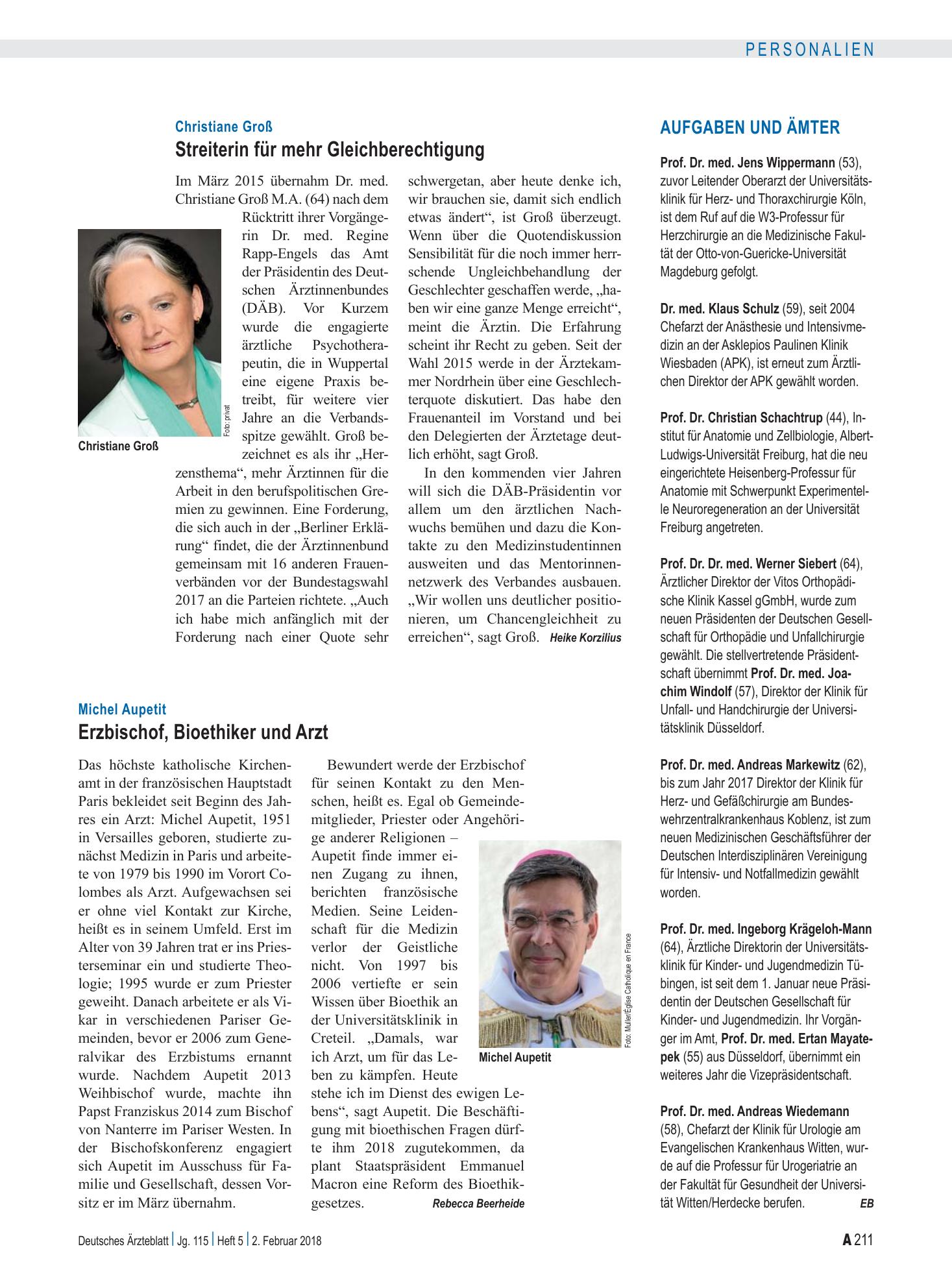 Vorschauseite 1: Aufgaben und Ämter – Deutsches Ärzteblatt