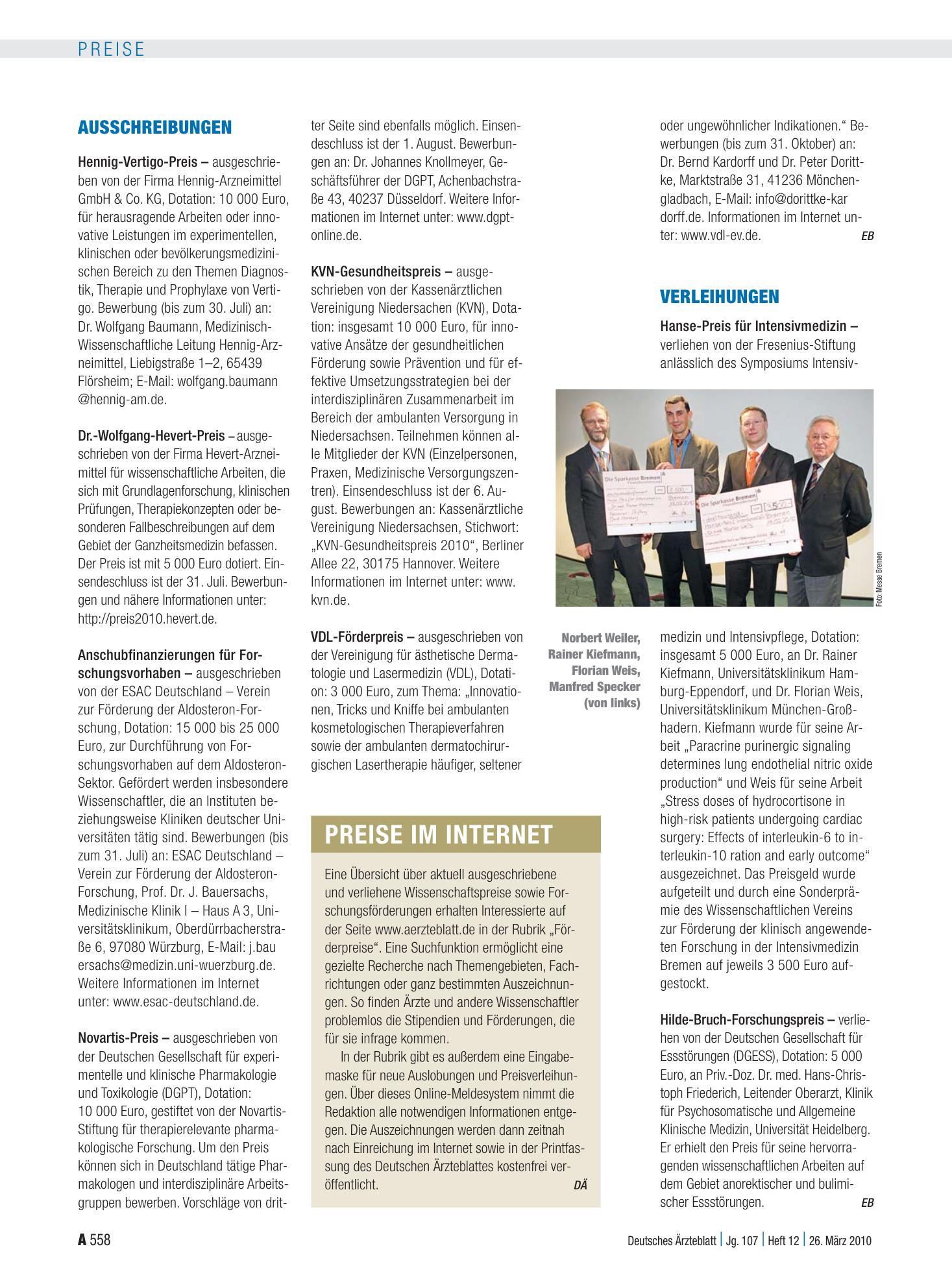 Vorschauseite 1: Preise im Internet – Deutsches Ärzteblatt