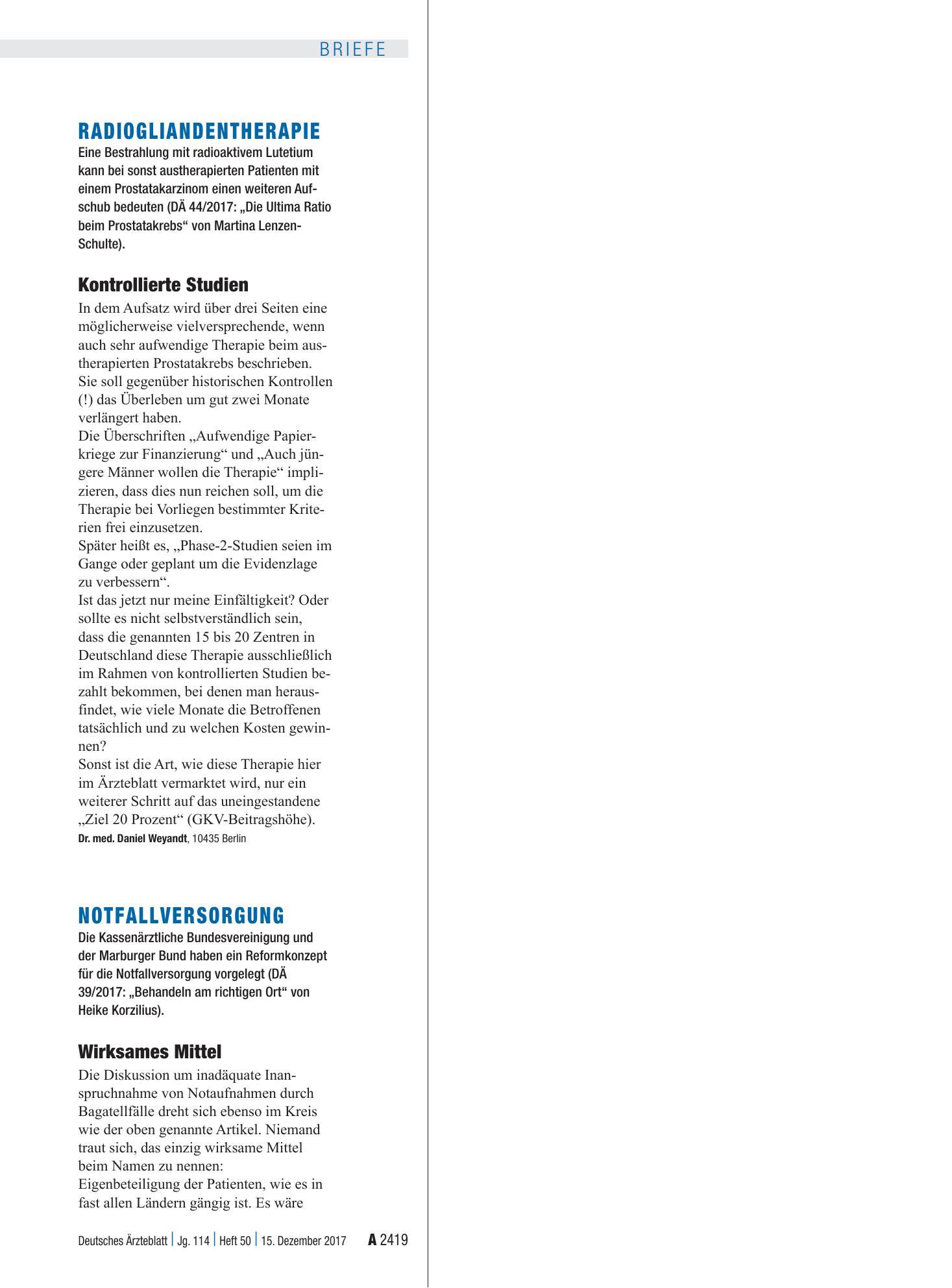 Vorschauseite 1: Notfallversorgung: Wirksames Mittel – Deutsches Ärzteblatt