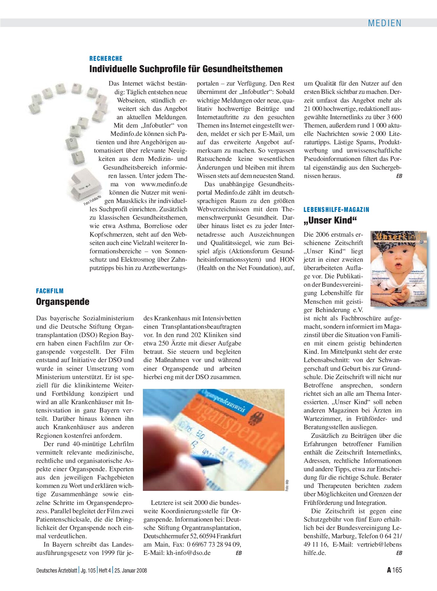 Vorschauseite 1: Fachfilm: Organspende – Deutsches Ärzteblatt