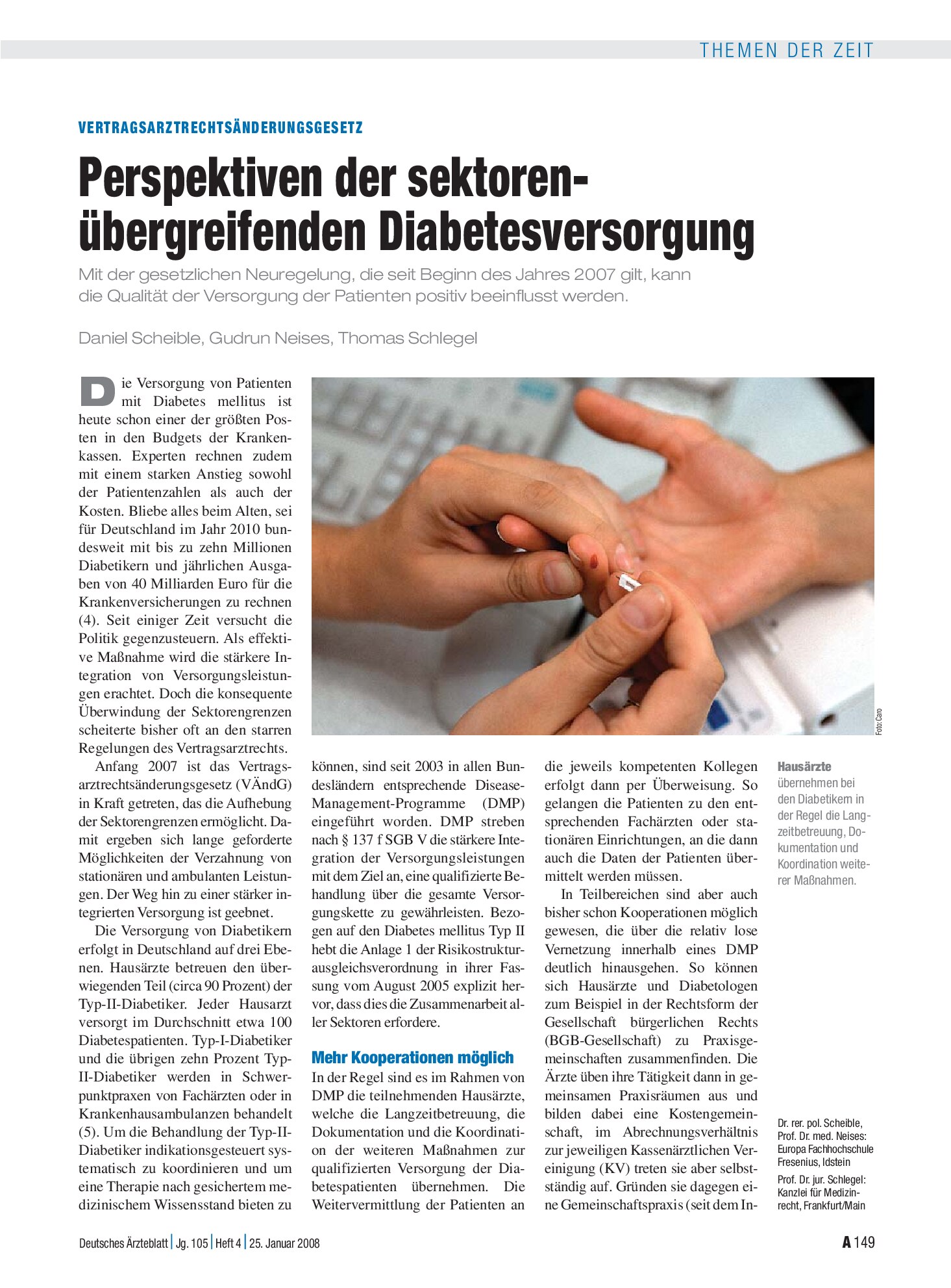 Vorschauseite 1: Vertragsarztrechtsänderungsgesetz: Perspektiven der sektoren- übergreifenden Diabetesversorgung – Deutsches Ärzteblatt