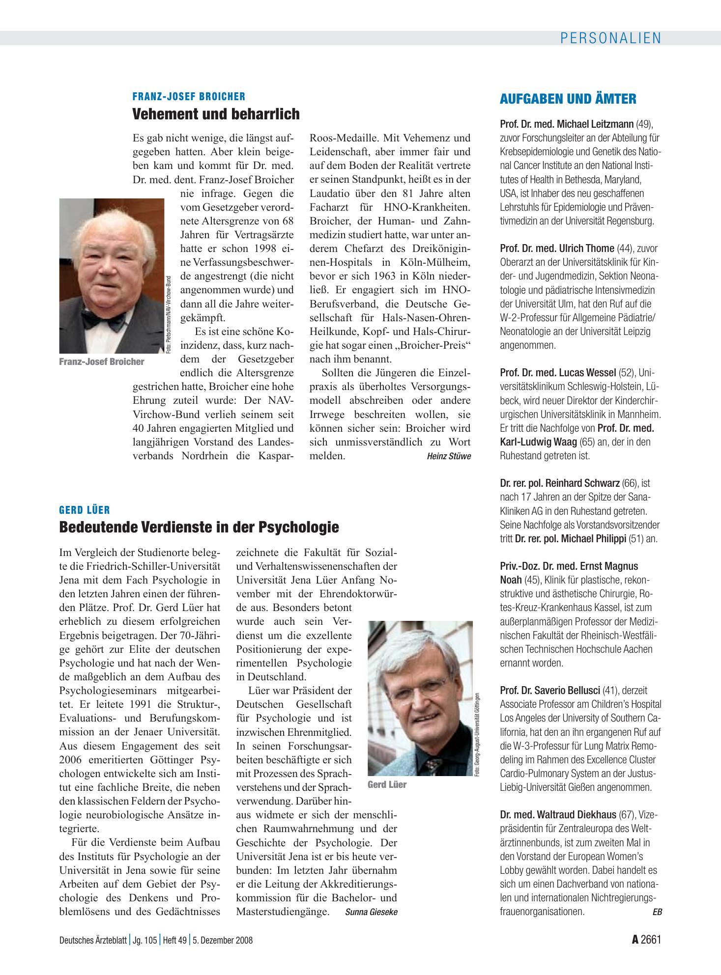 Vorschauseite 1: Aufgaben und Ämter – Deutsches Ärzteblatt