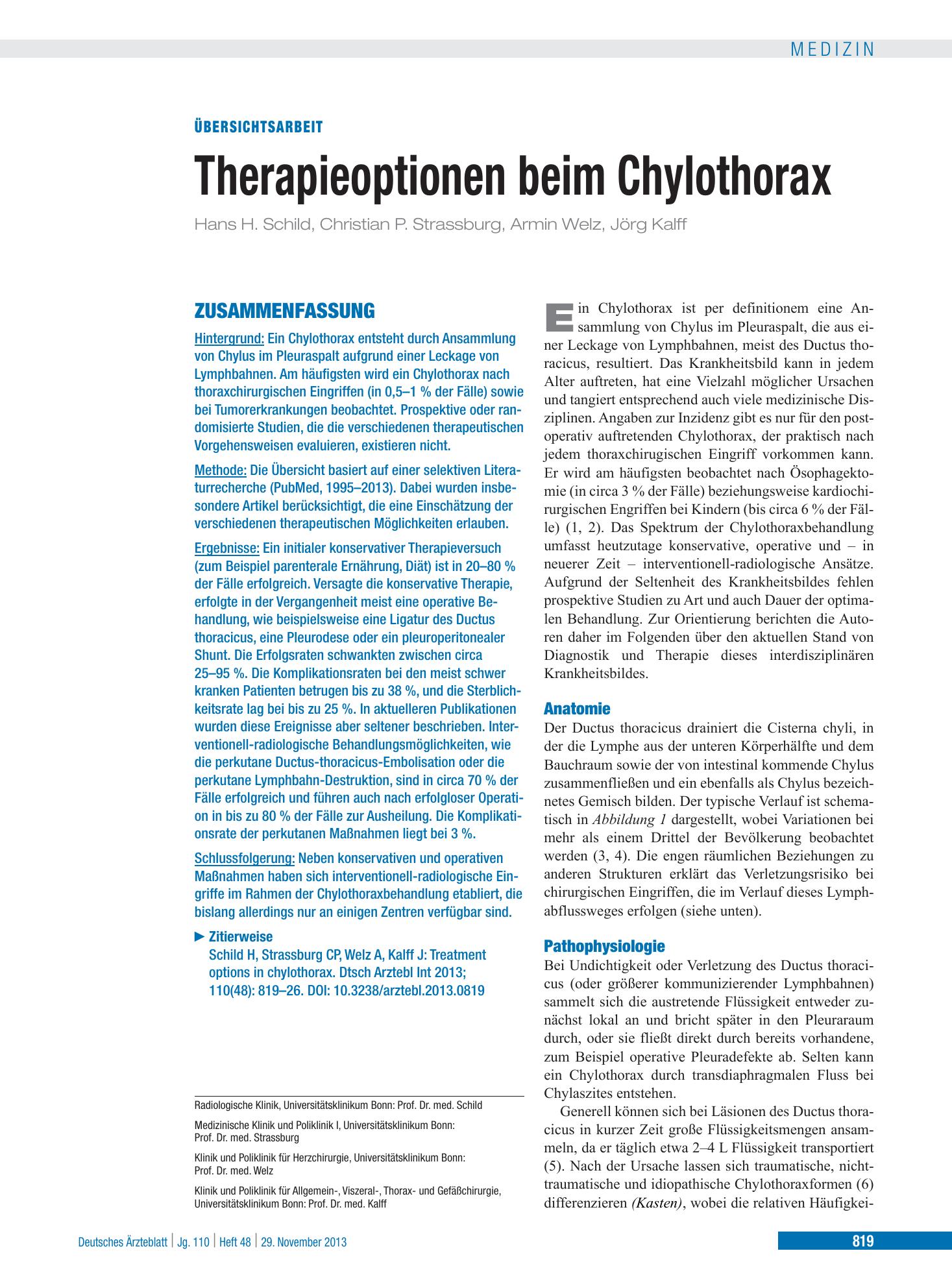 Vorschauseite 1: Therapieoptionen beim Chylothorax – Deutsches Ärzteblatt