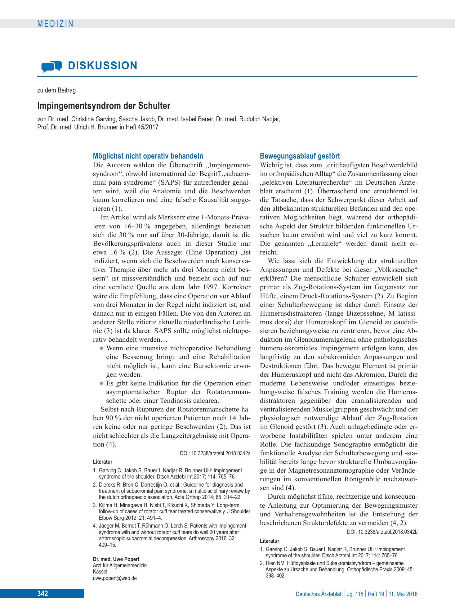 Vorschauseite 1: Bewegungsablauf gestört – Deutsches Ärzteblatt