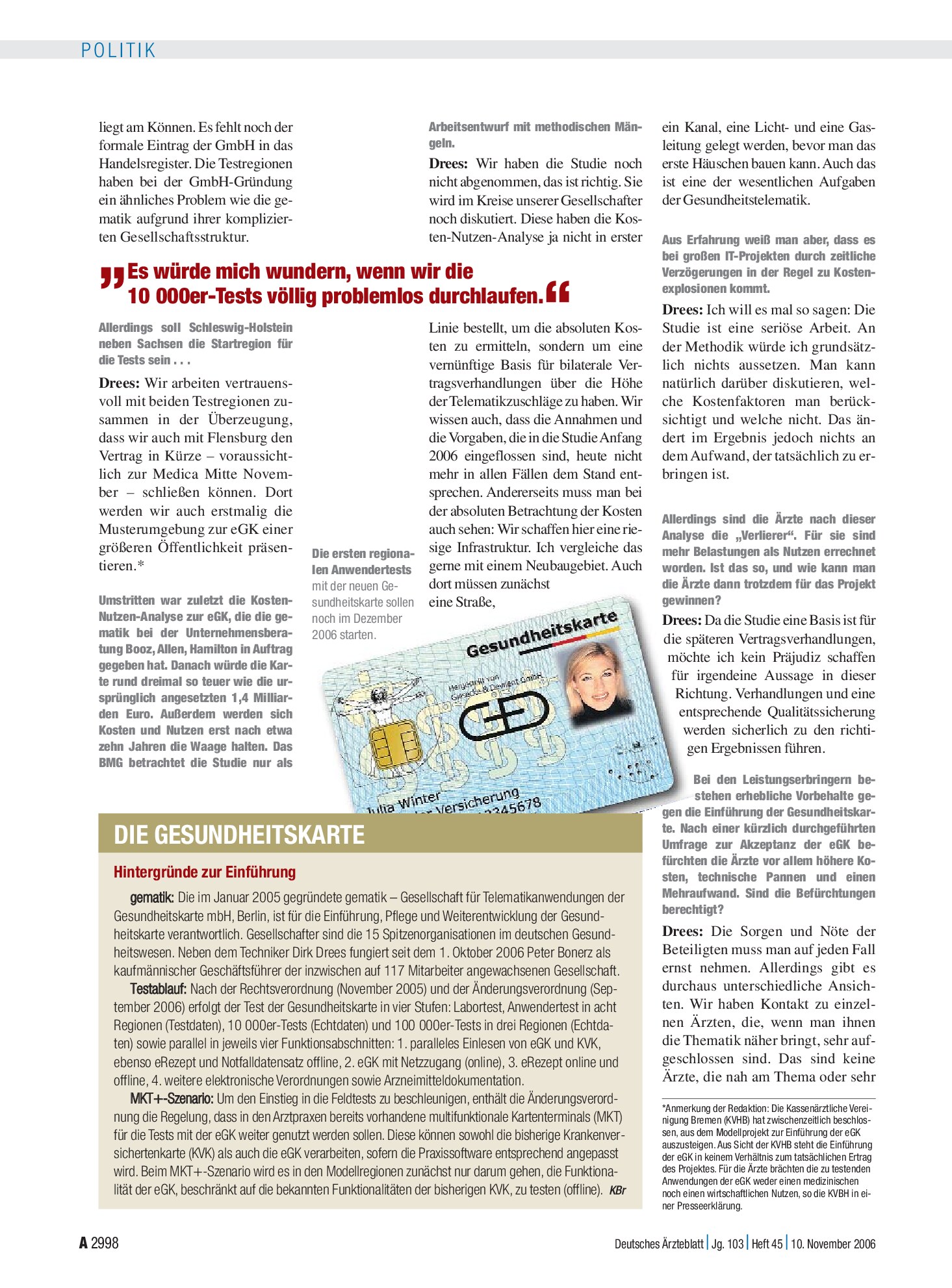 Vorschauseite 1: Die Gesundheitskarte: Hintergründe zur Einführung – Deutsches Ärzteblatt