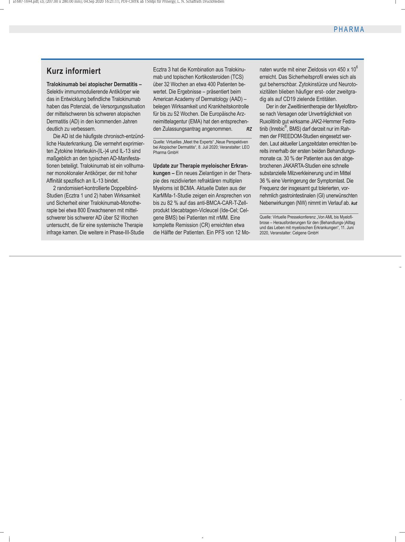 Vorschauseite 1: Kurz informiert – Deutsches Ärzteblatt