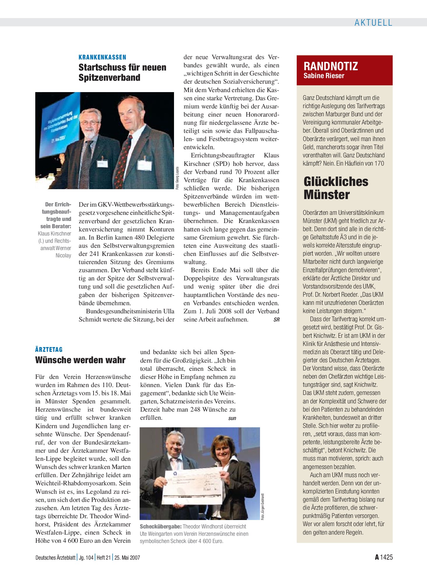 Vorschauseite 1: Ärztetag: Wünsche werden wahr – Deutsches Ärzteblatt