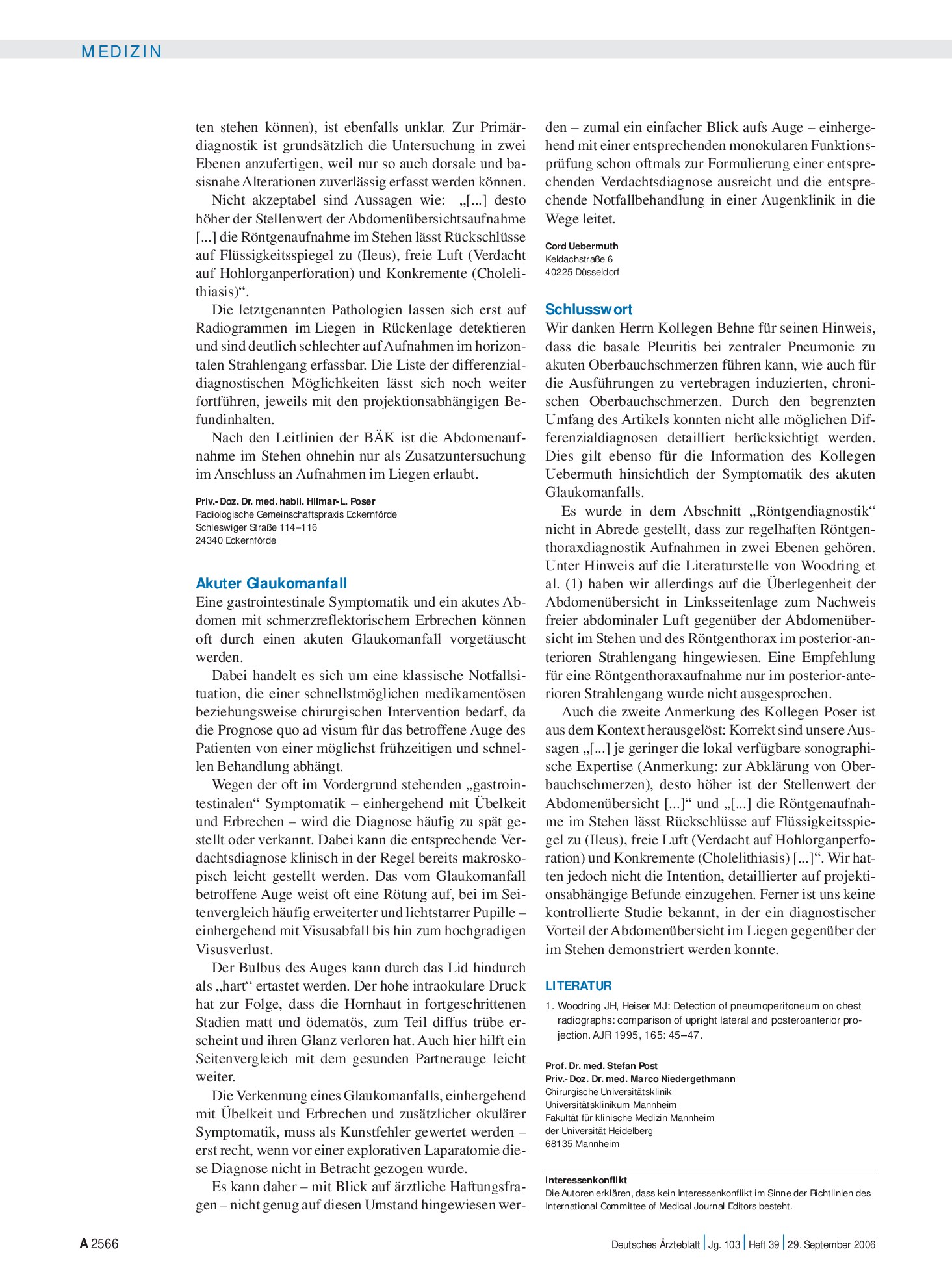 Vorschauseite 1: Differenzialdiagnose des Oberbauchschmerzes: Schlusswort – Deutsches Ärzteblatt