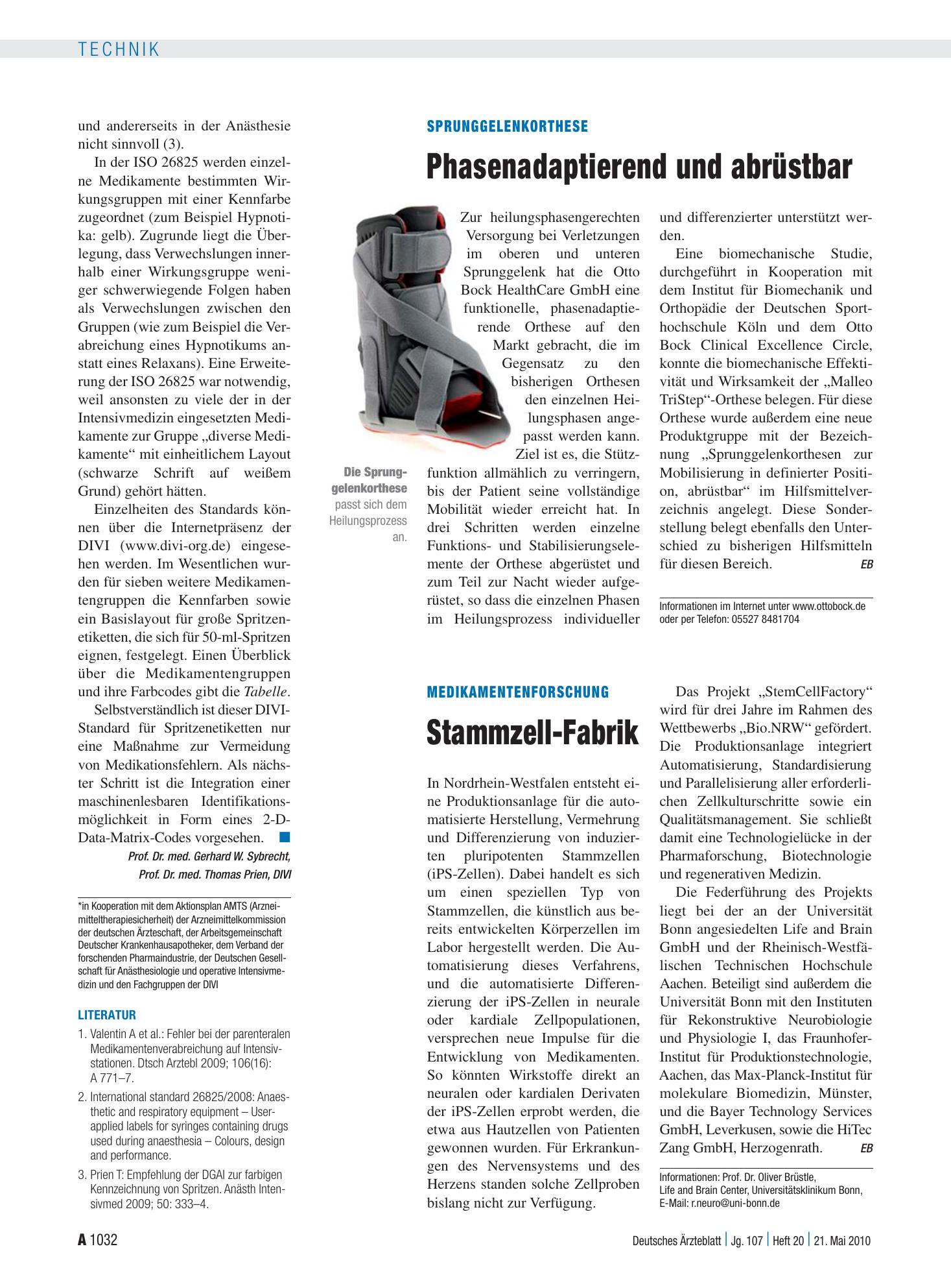 Vorschauseite 1: Sprunggelenkorthese: Phasenadaptierend und abrüstbar – Deutsches Ärzteblatt