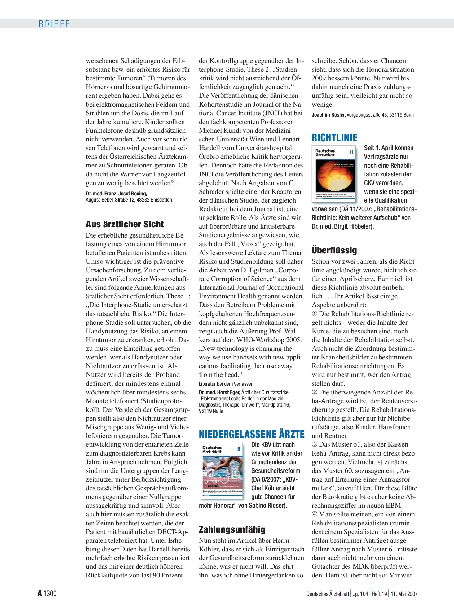 Vorschauseite 1: Richtlinie: Überflüssig – Deutsches Ärzteblatt