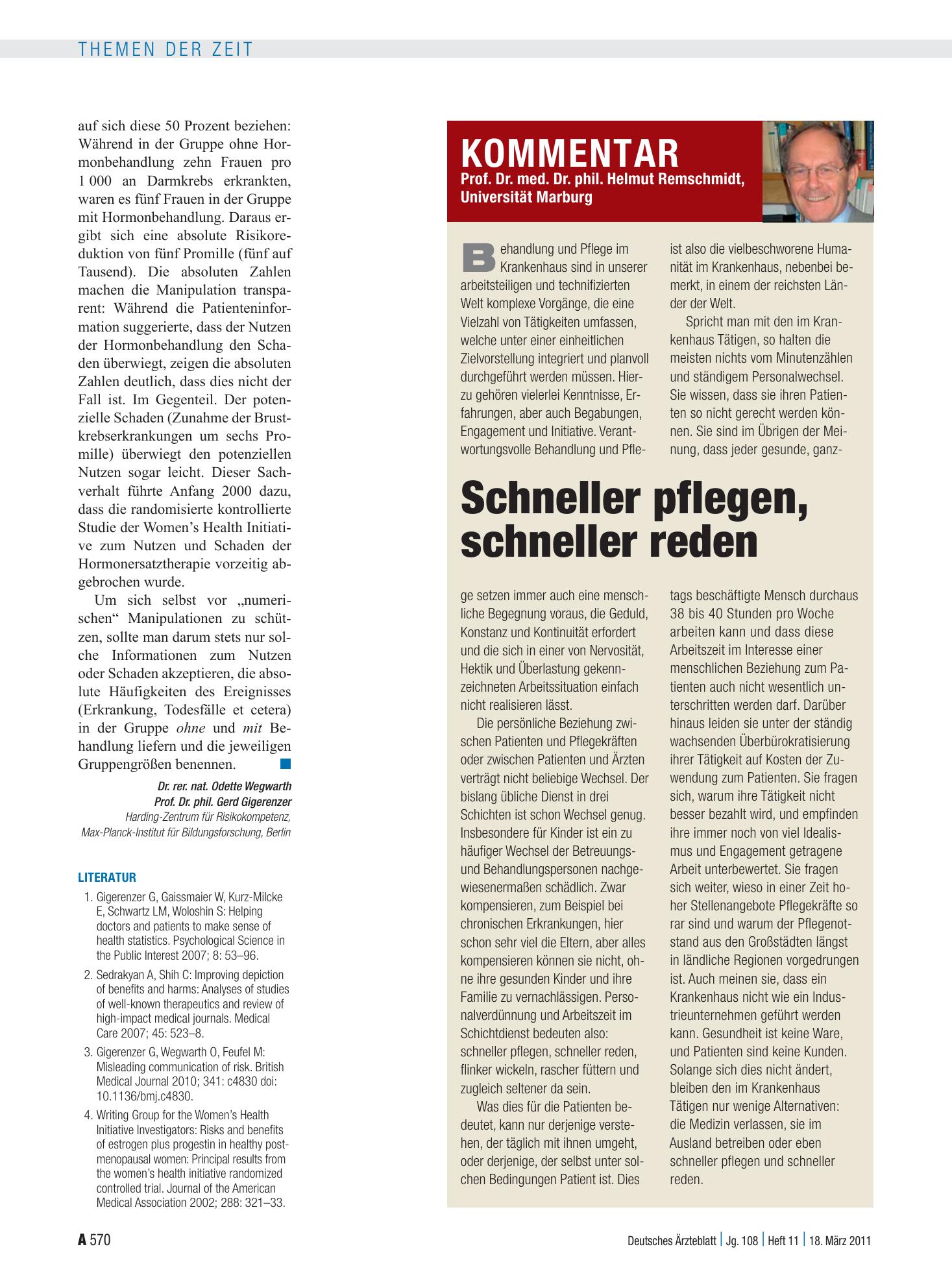 Vorschauseite 1: Schneller pflegen, schneller reden – Deutsches Ärzteblatt