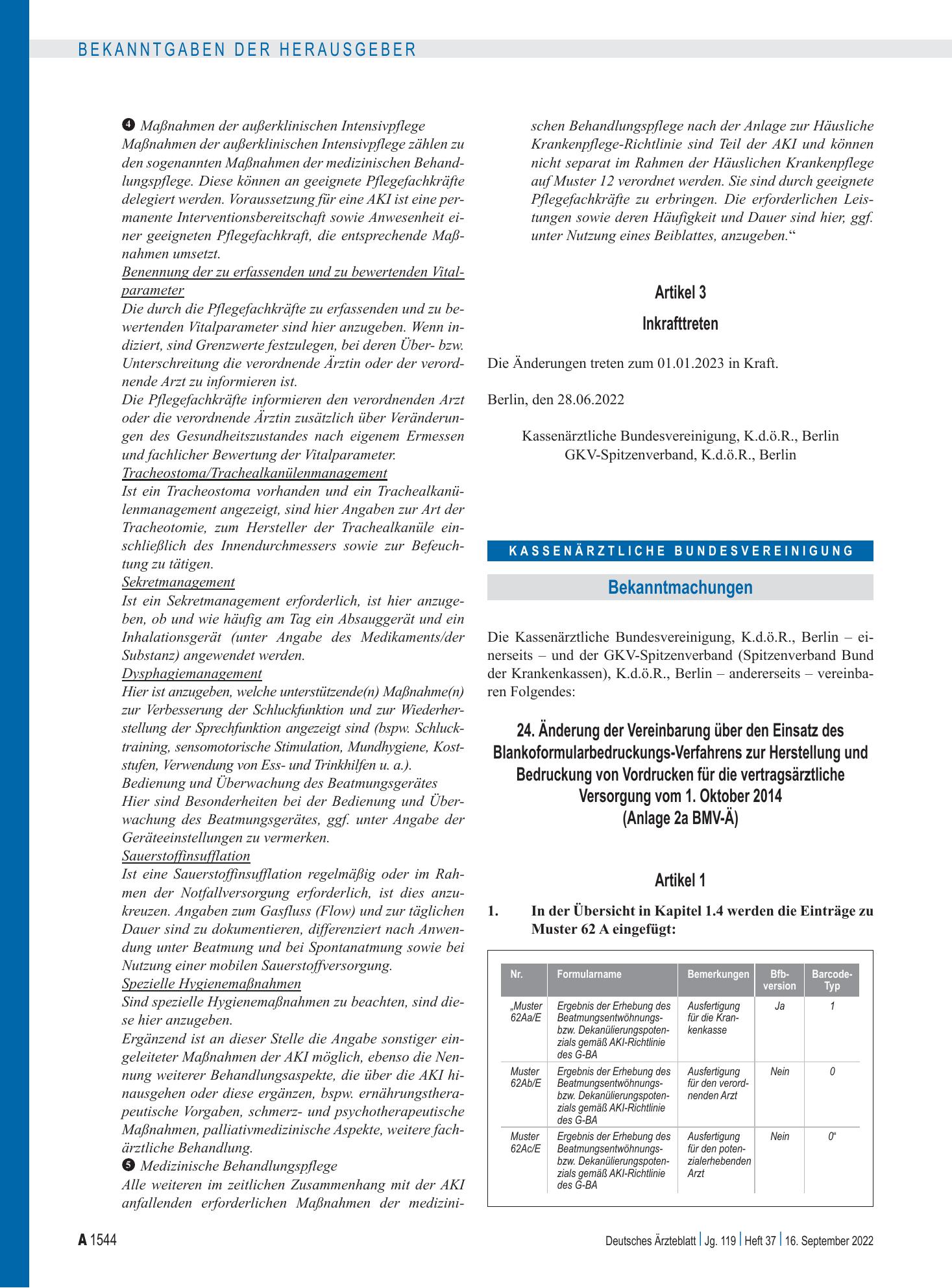 Vorschauseite 1: 24. Änderung der Vereinbarung über den Einsatz des Blankoformularbedruckungs-Verfahrens zur Herstellung und Bedruckung von Vordrucken für die vertragsärztliche Versorgung vom 1. O…