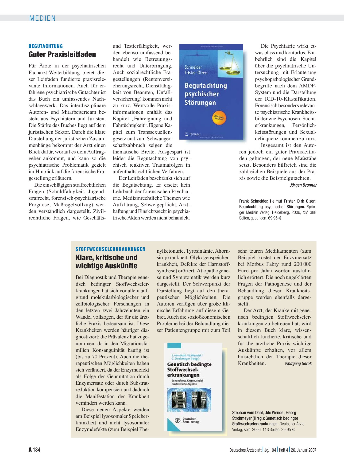 Vorschauseite 1: Genetisch bedingte Stoffwechselerkrankungen – Deutsches Ärzteblatt