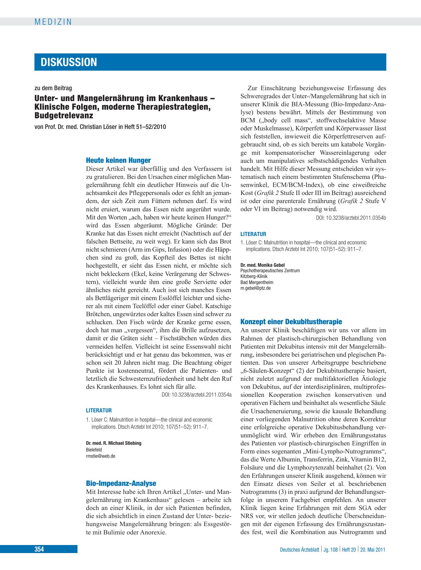 Vorschauseite 1: Bio-Impedanz-Analyse – Deutsches Ärzteblatt