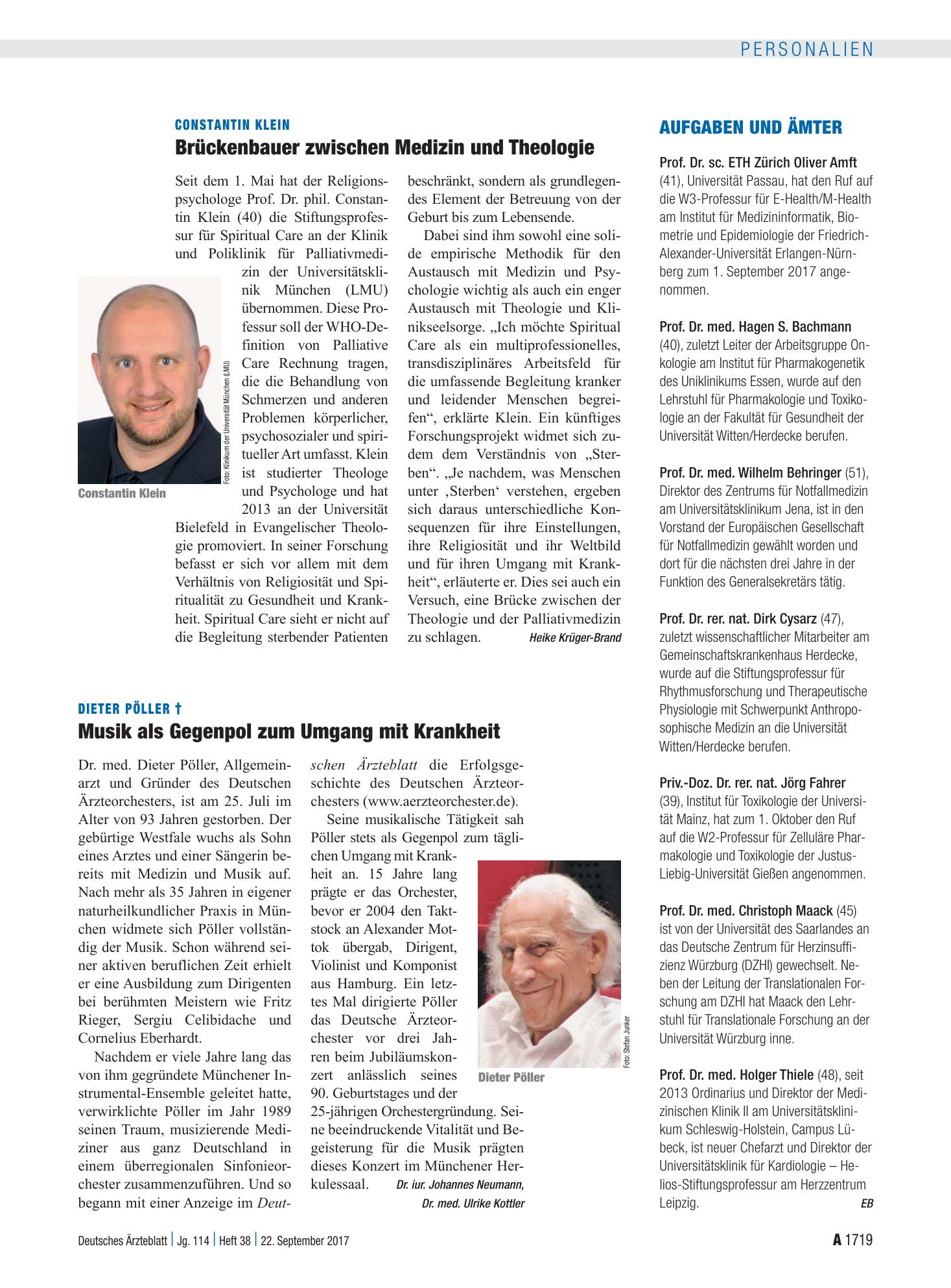 Vorschauseite 1: Aufgaben und Ämter – Deutsches Ärzteblatt