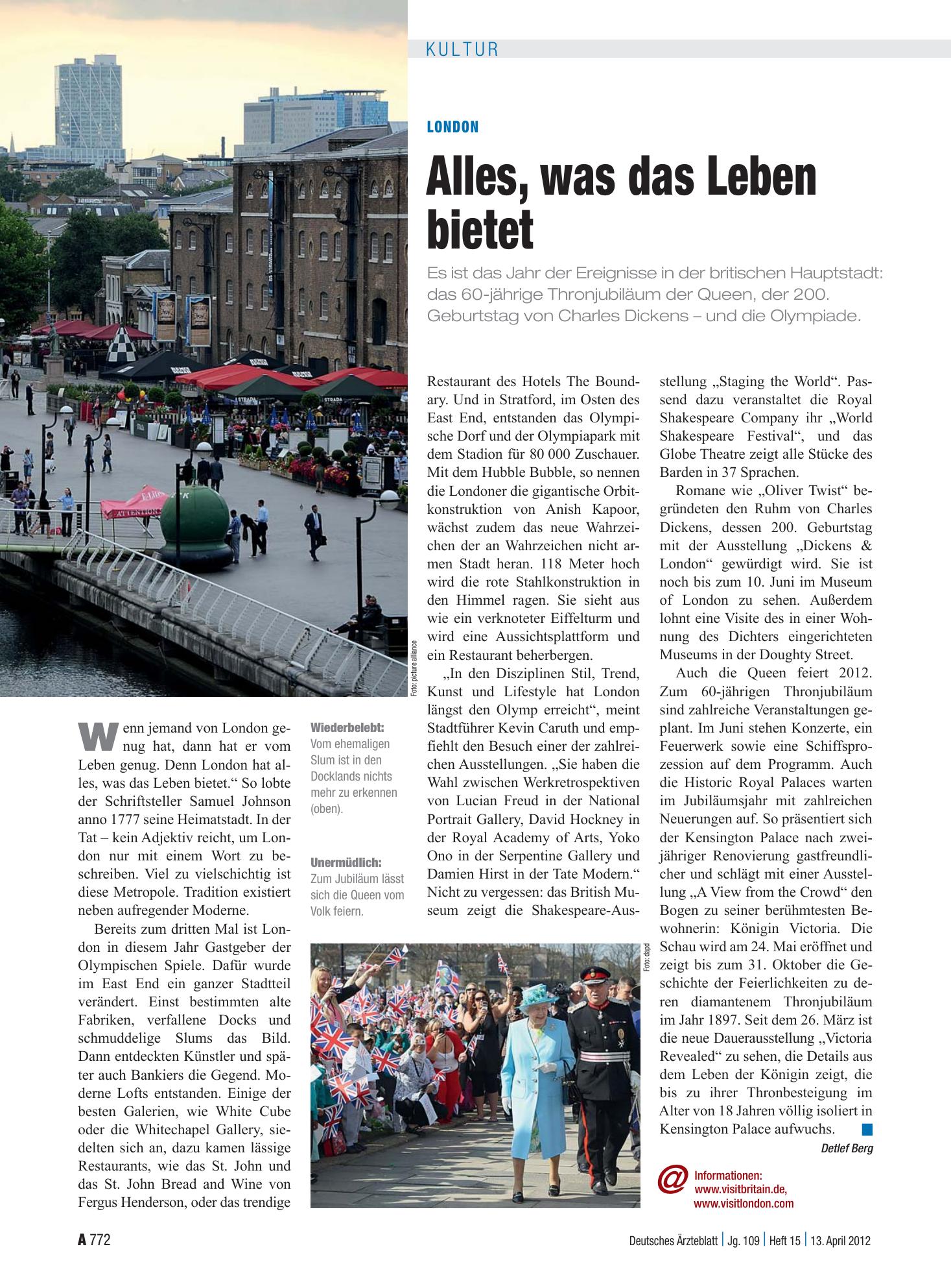 Vorschauseite 1: London: Alles, was das Leben bietet – Deutsches Ärzteblatt