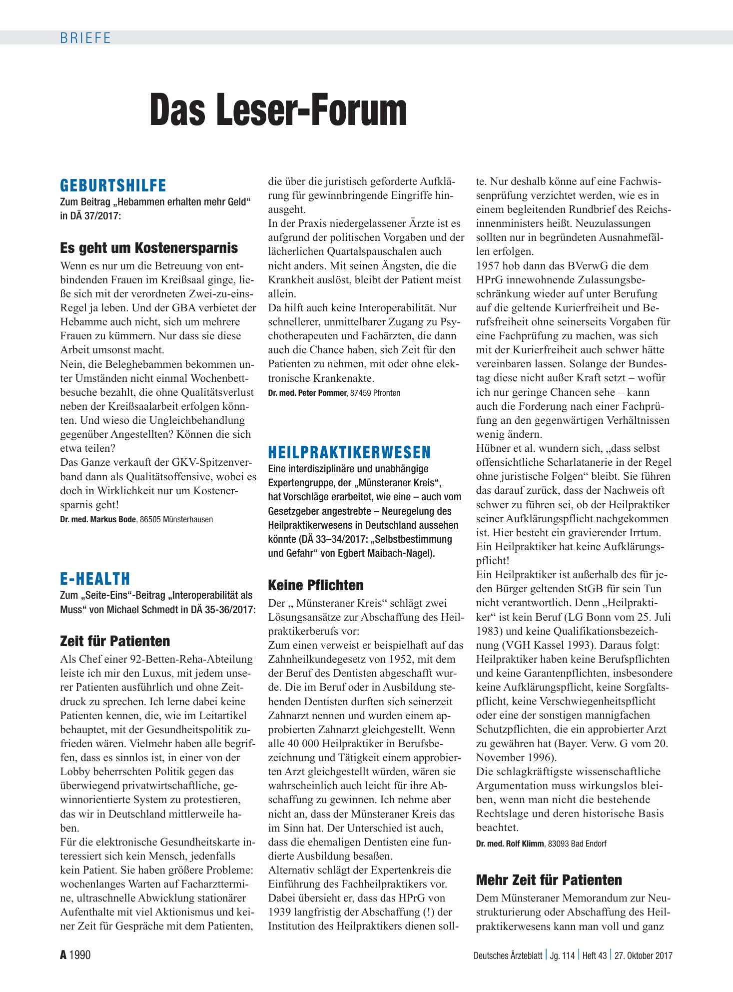 Vorschauseite 1: E-Health: Zeit für Patienten – Deutsches Ärzteblatt