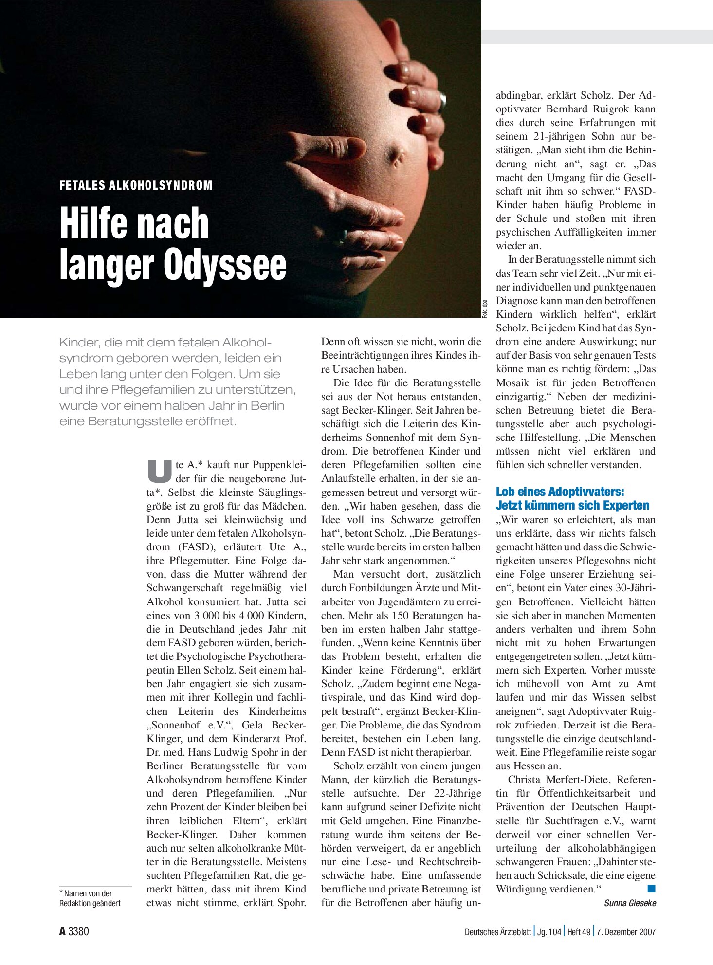Vorschauseite 1: Fetales Alkoholsyndrom: Hilfe nach langer Odyssee – Deutsches Ärzteblatt
