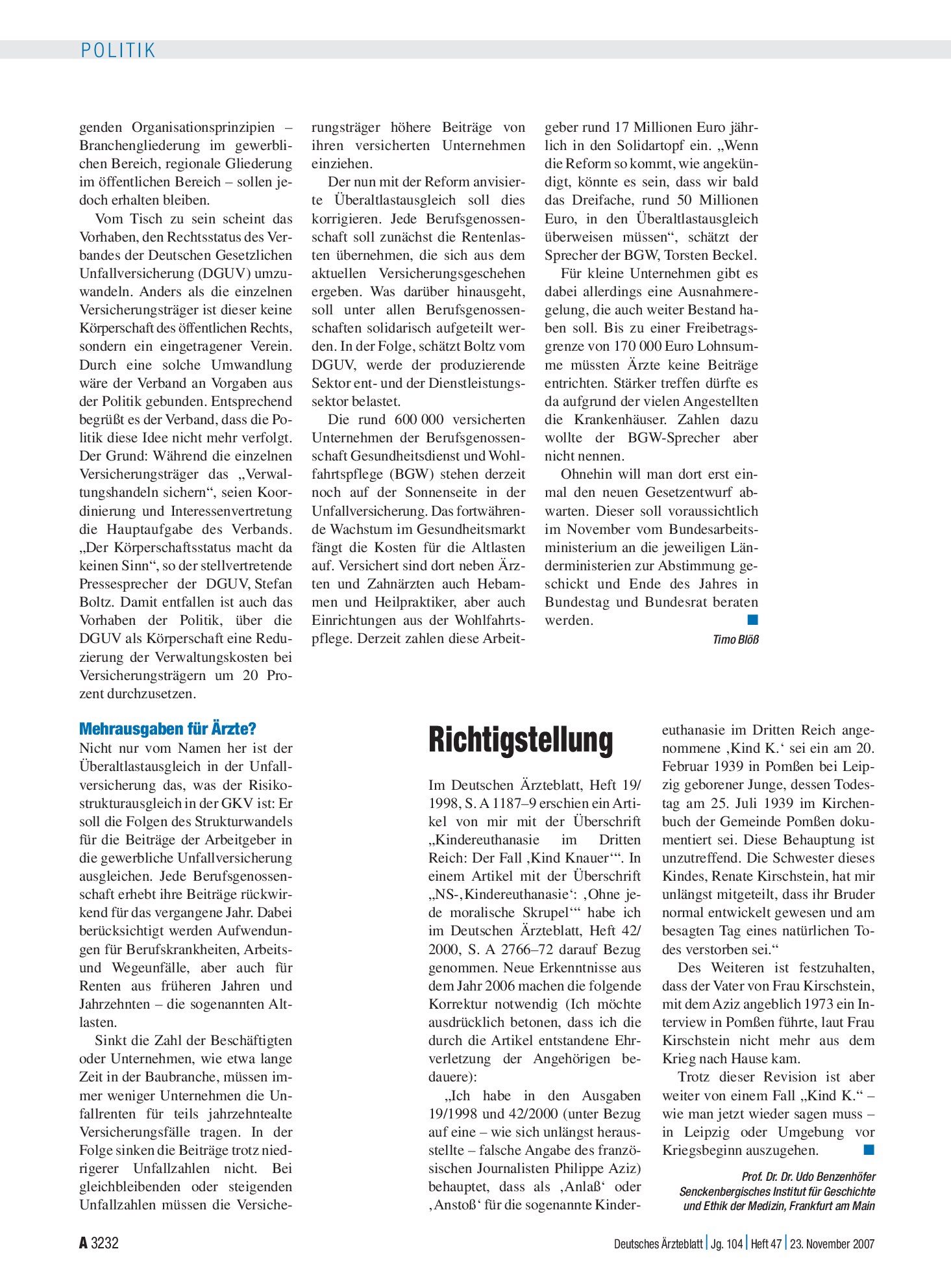 Vorschauseite 1: Richtigstellung – Deutsches Ärzteblatt