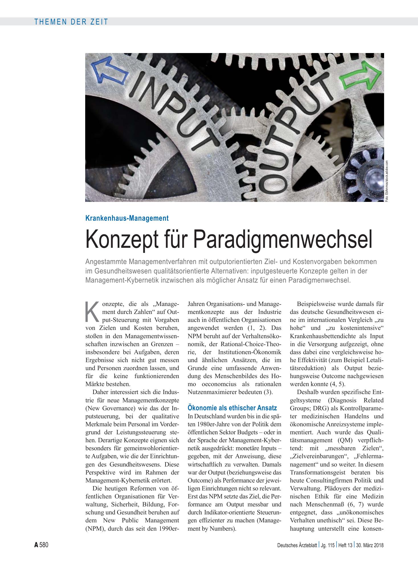 Vorschauseite 1: Krankenhaus-Management: Konzept für Paradigmenwechsel – Deutsches Ärzteblatt