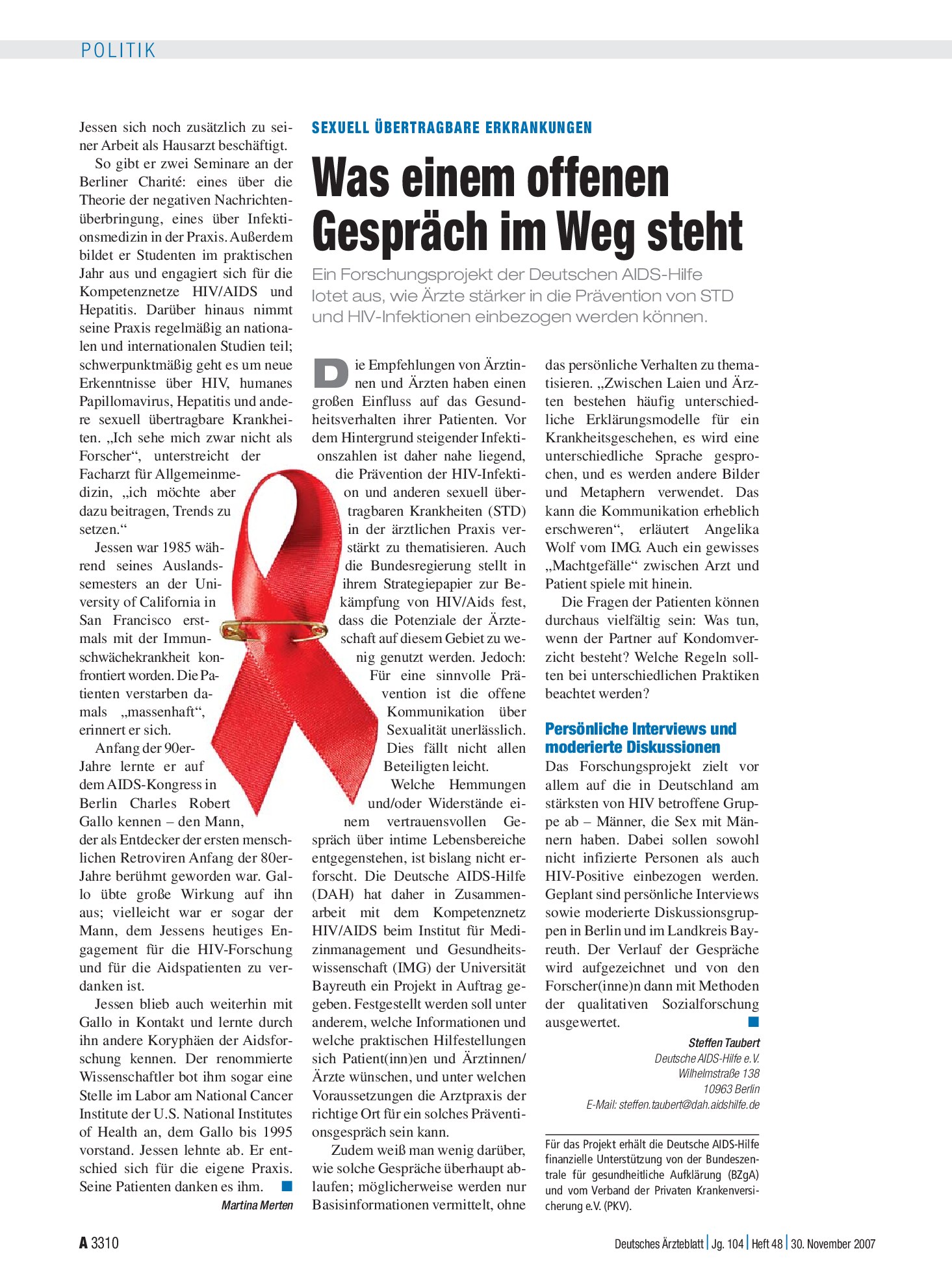 Vorschauseite 1: Sexuell übertragbare Erkrankungen: Was einem offenen Gespräch im Weg steht – Deutsches Ärzteblatt