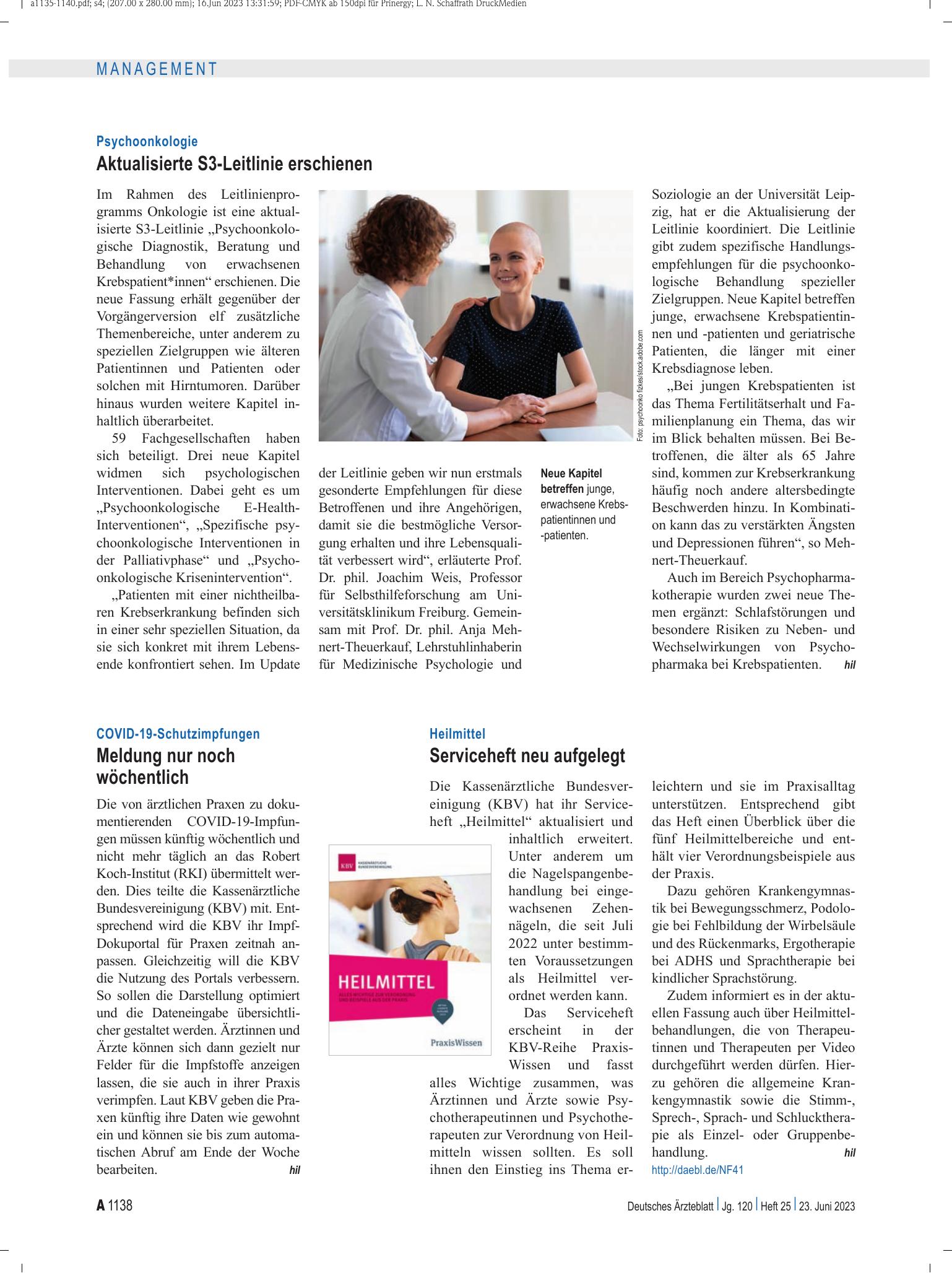 Vorschauseite 1: Heilmittel: Serviceheft neu aufgelegt – Deutsches Ärzteblatt