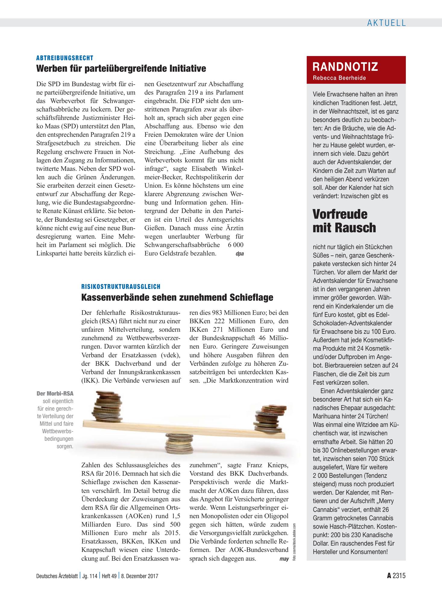 Vorschauseite 1: Randnotiz: Vorfreude mit Rausch – Deutsches Ärzteblatt