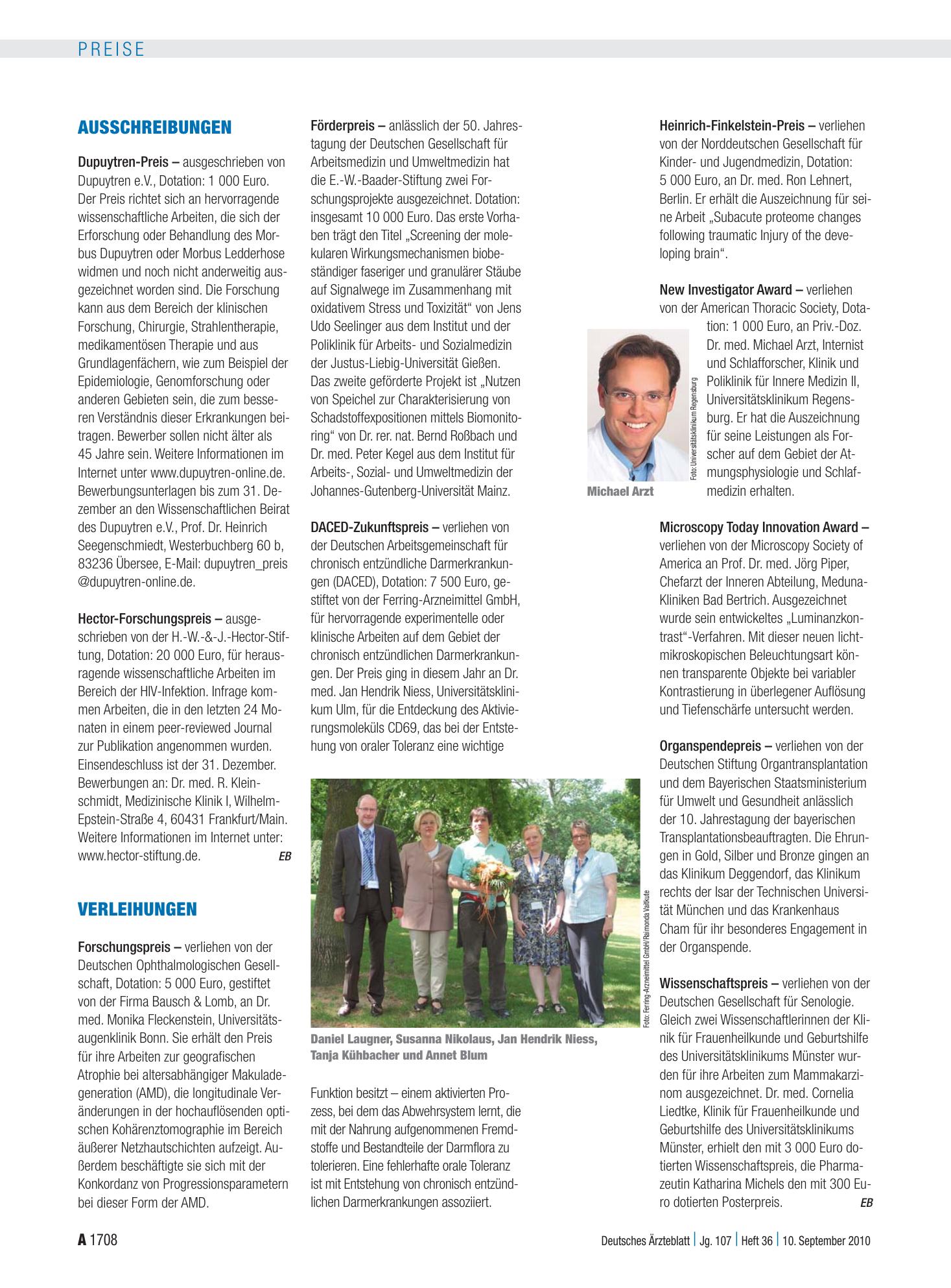 Vorschauseite 1: Ausschreibungen – Deutsches Ärzteblatt