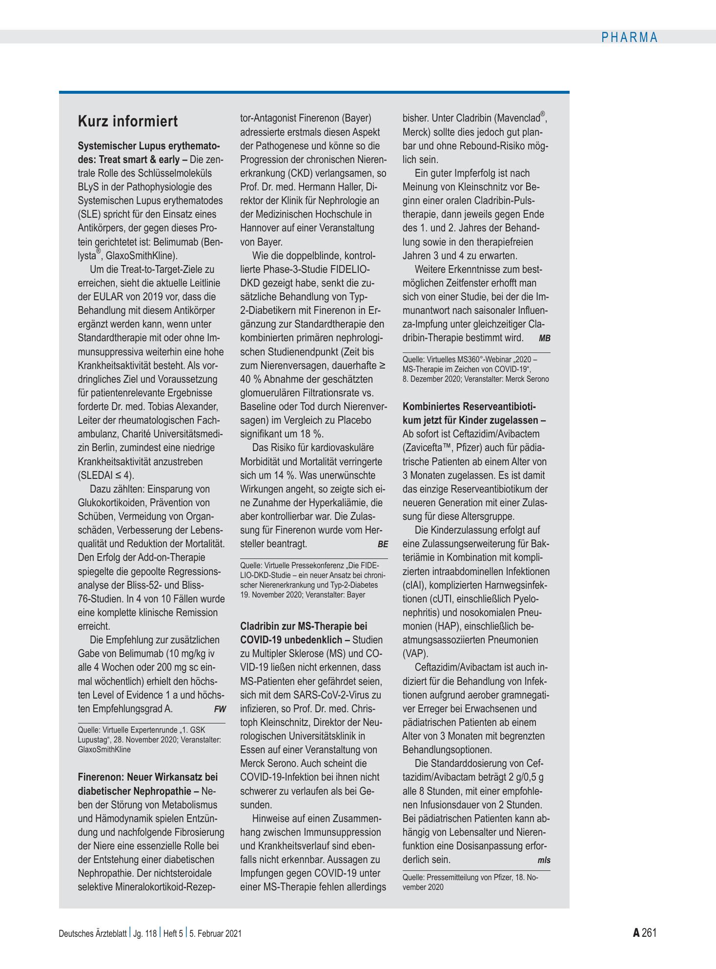 Vorschauseite 1: Kurz informiert – Deutsches Ärzteblatt