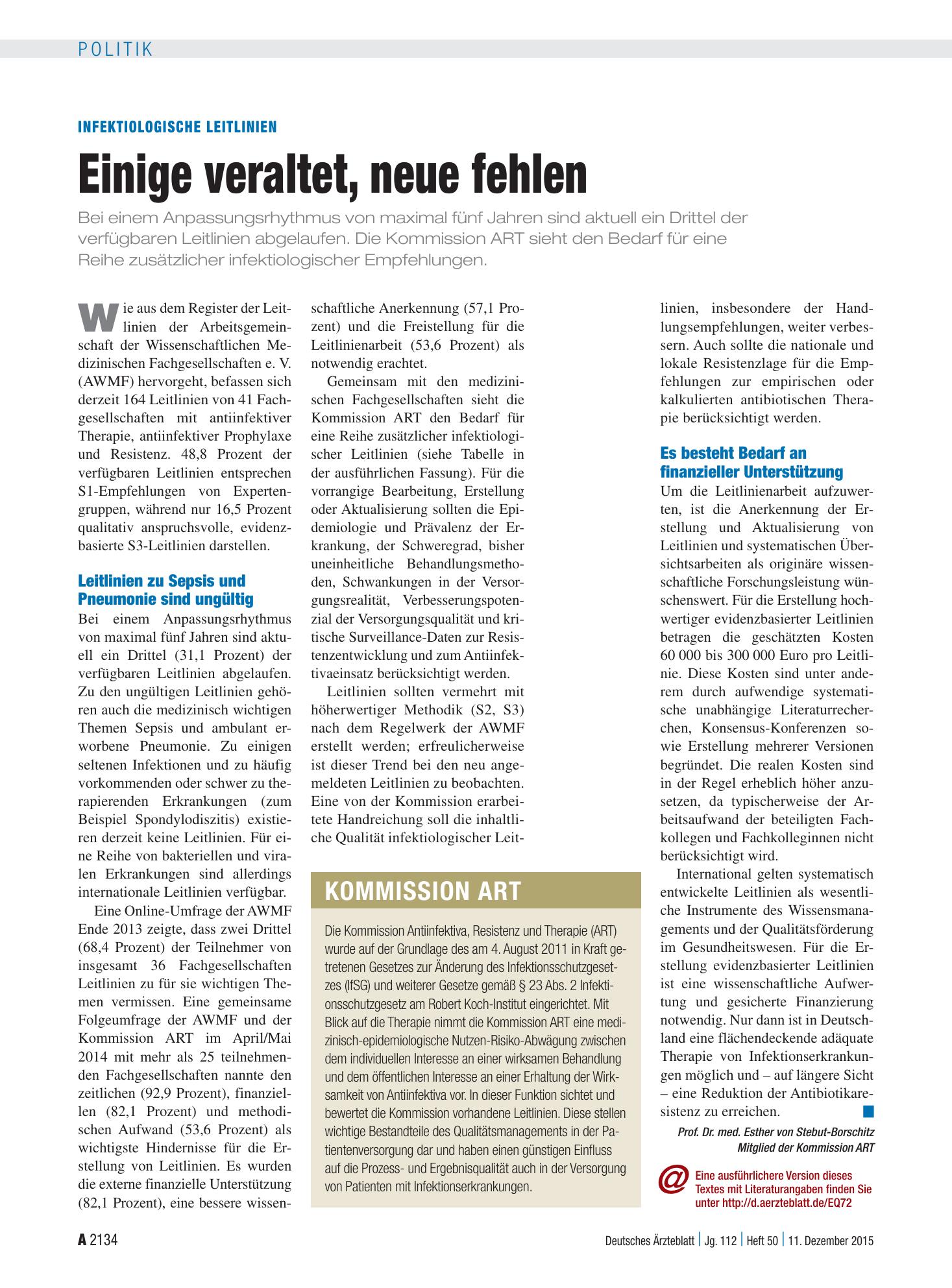 Vorschauseite 1: Infektiologische Leitlinien: Einige veraltet, neue fehlen – Deutsches Ärzteblatt