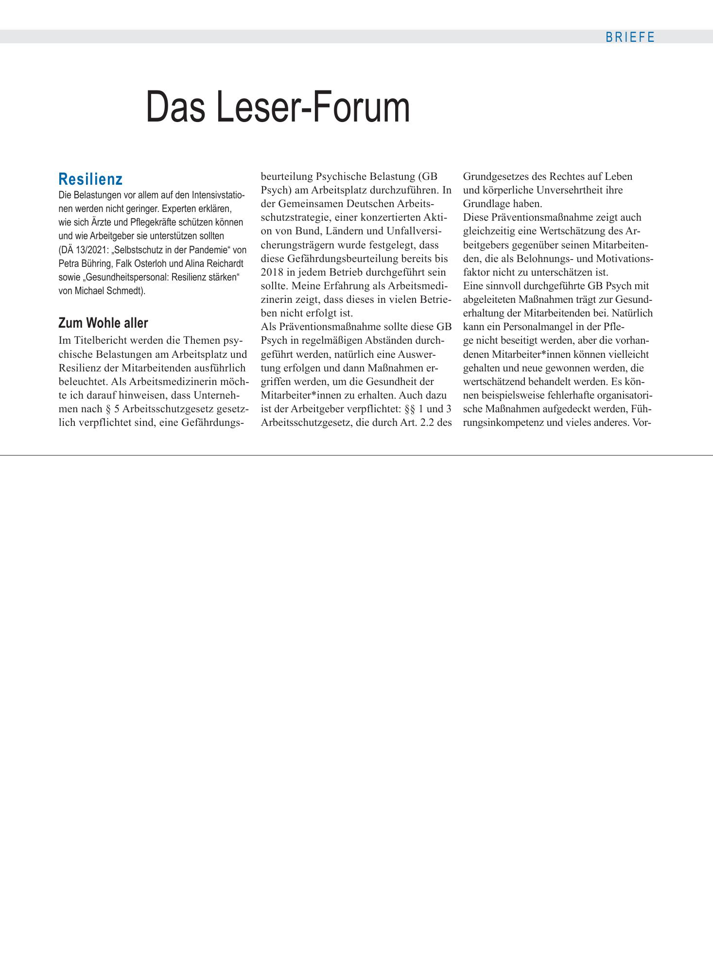 Vorschauseite 1: Resilienz: Spiel mit Ängsten – Deutsches Ärzteblatt