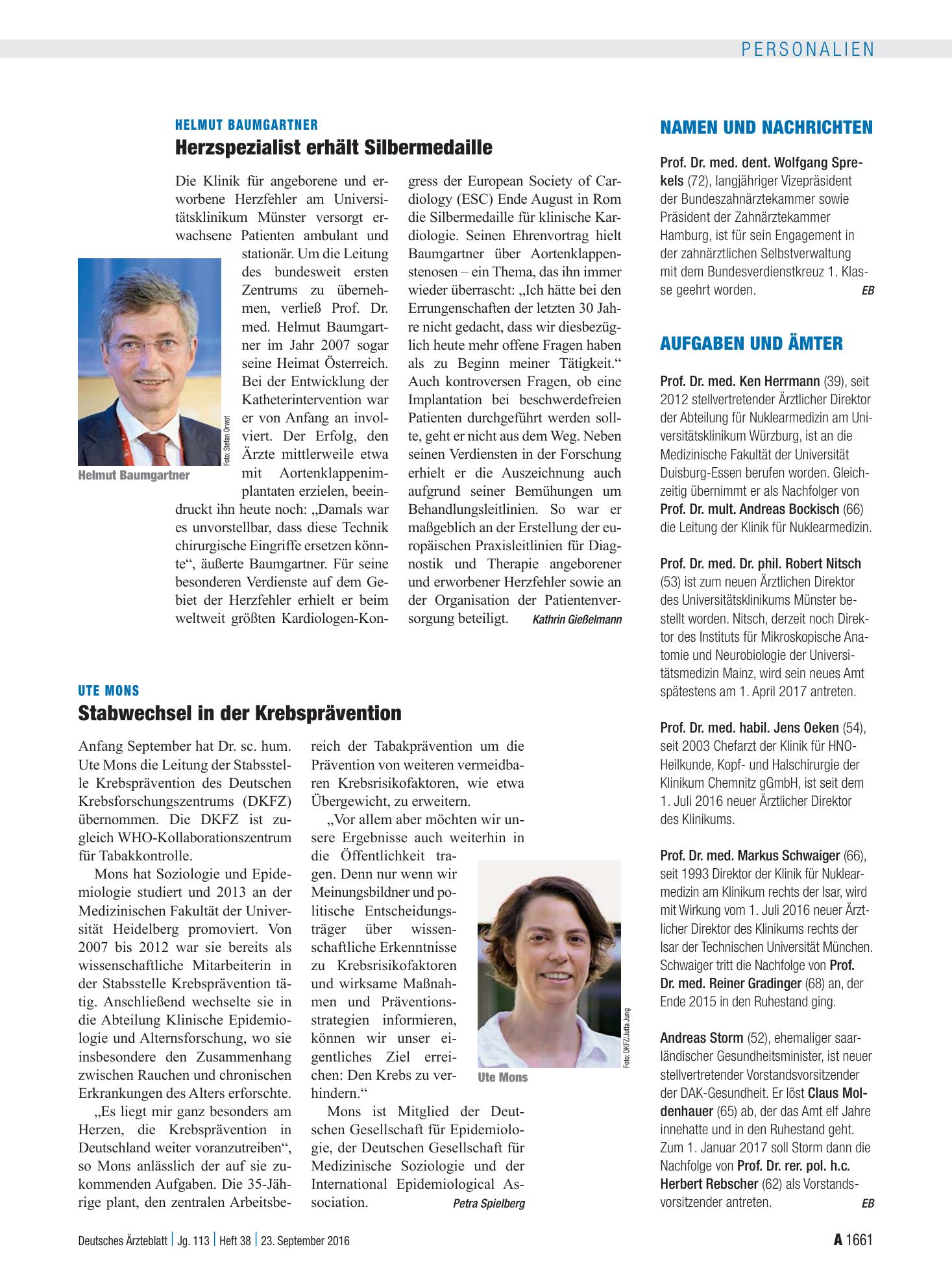 Vorschauseite 1: Aufgaben und Ämter – Deutsches Ärzteblatt