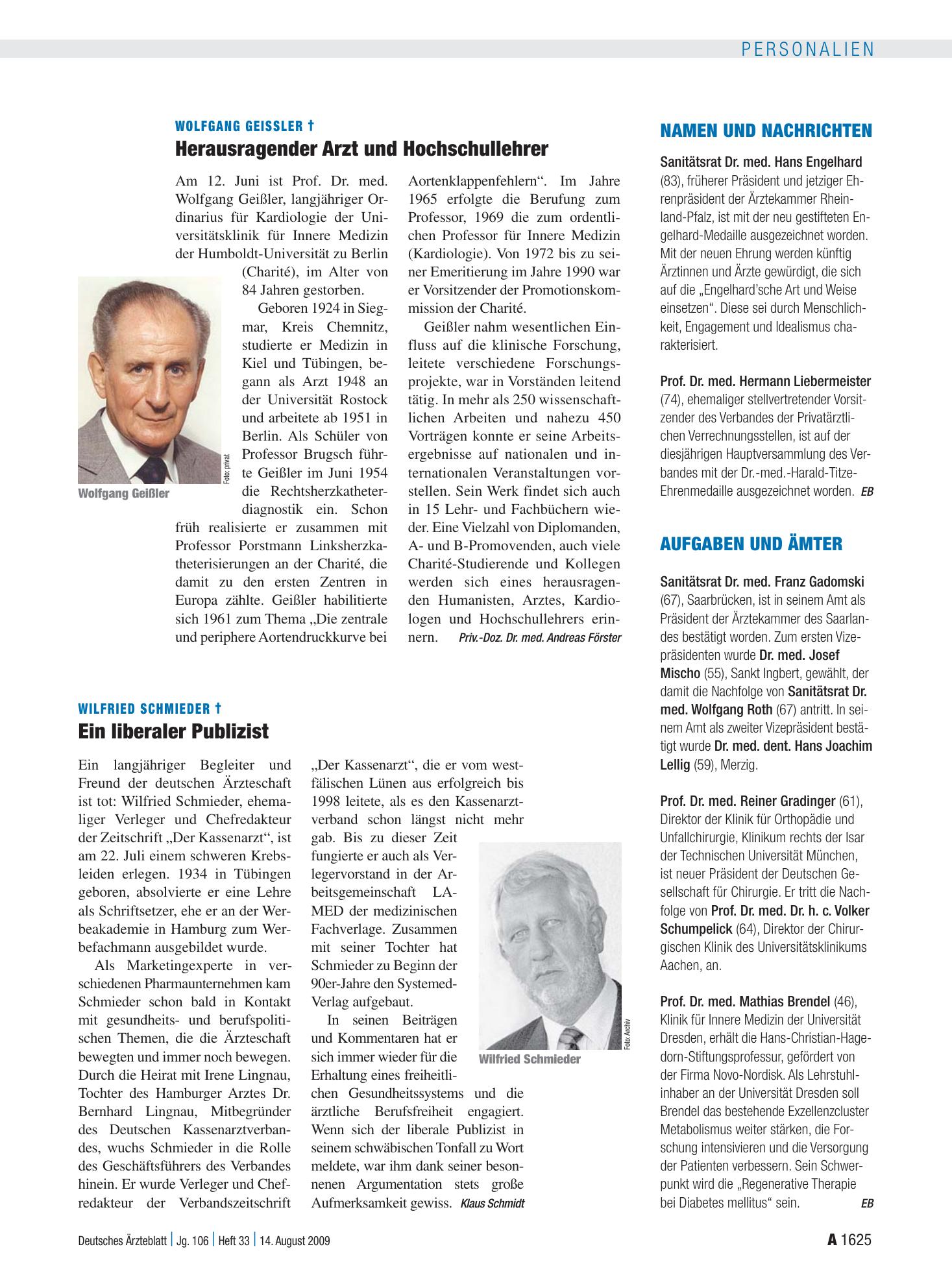 Vorschauseite 1: Aufgaben und Ämter – Deutsches Ärzteblatt