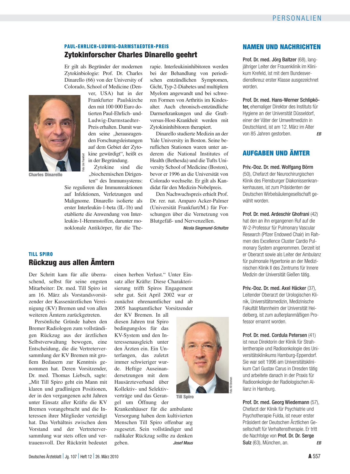 Vorschauseite 1: Aufgaben und Ämter – Deutsches Ärzteblatt
