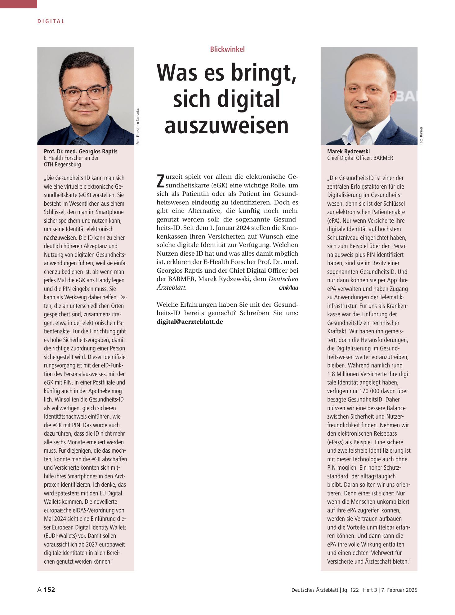Vorschauseite 1: Blickwinkel: Was es bringt, sich digital auszuweisen – Deutsches Ärzteblatt