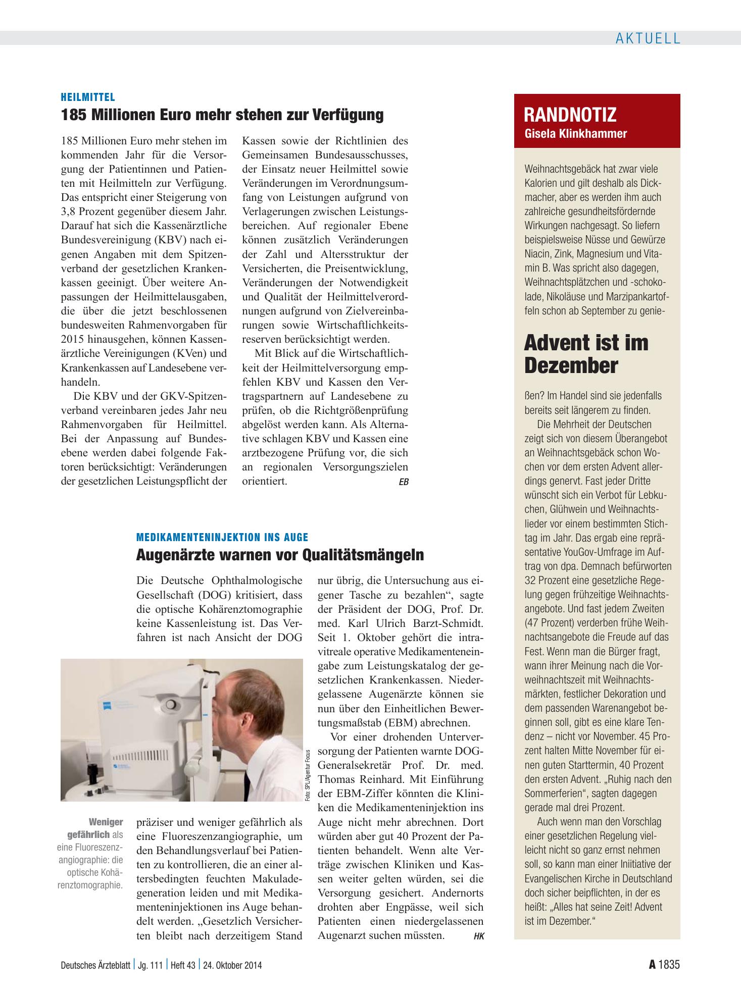 Vorschauseite 1: Randnotiz: Advent ist im Dezember – Deutsches Ärzteblatt